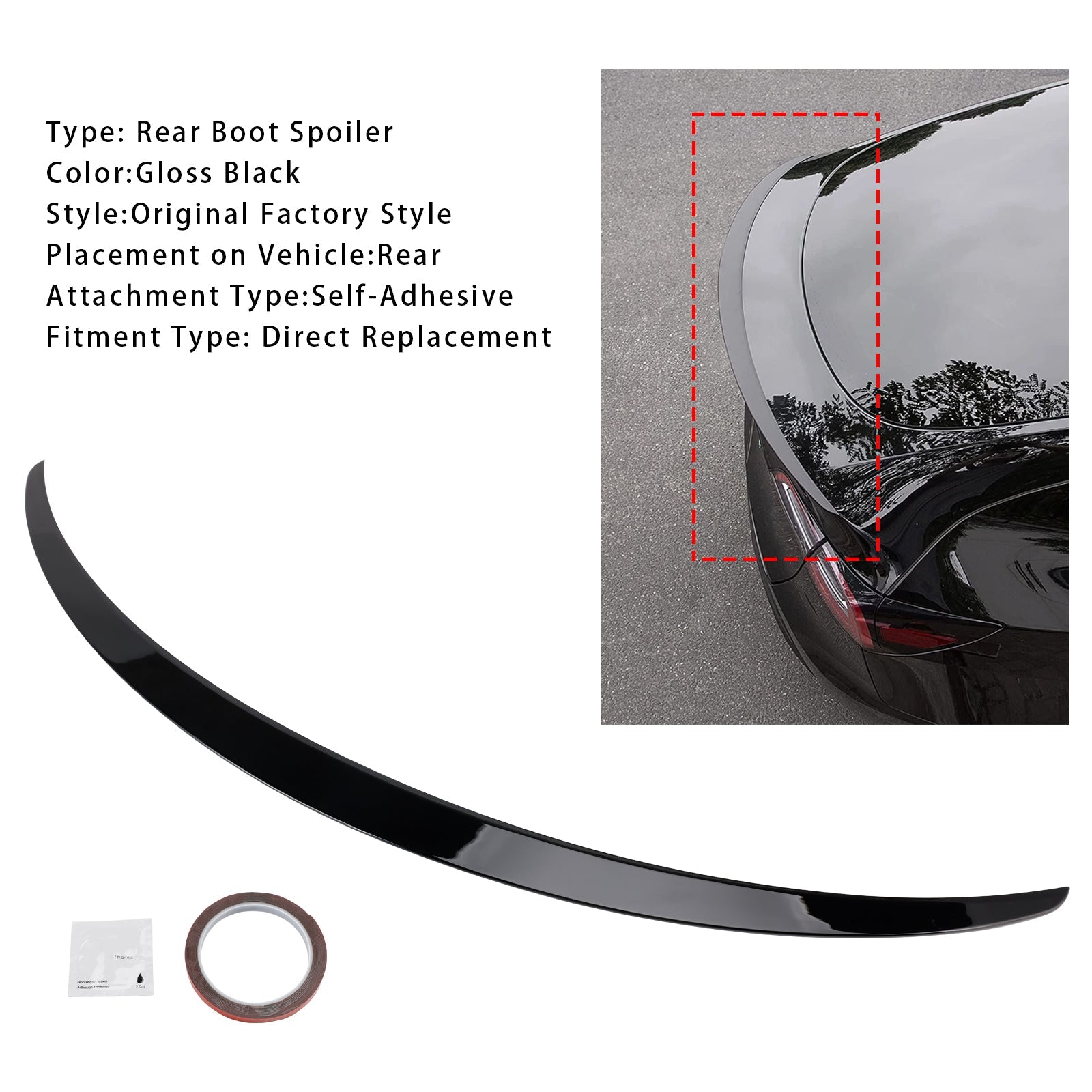 2020+ Tesla Model Y Gloss Black Rear Boot Spoiler Original Factory Style