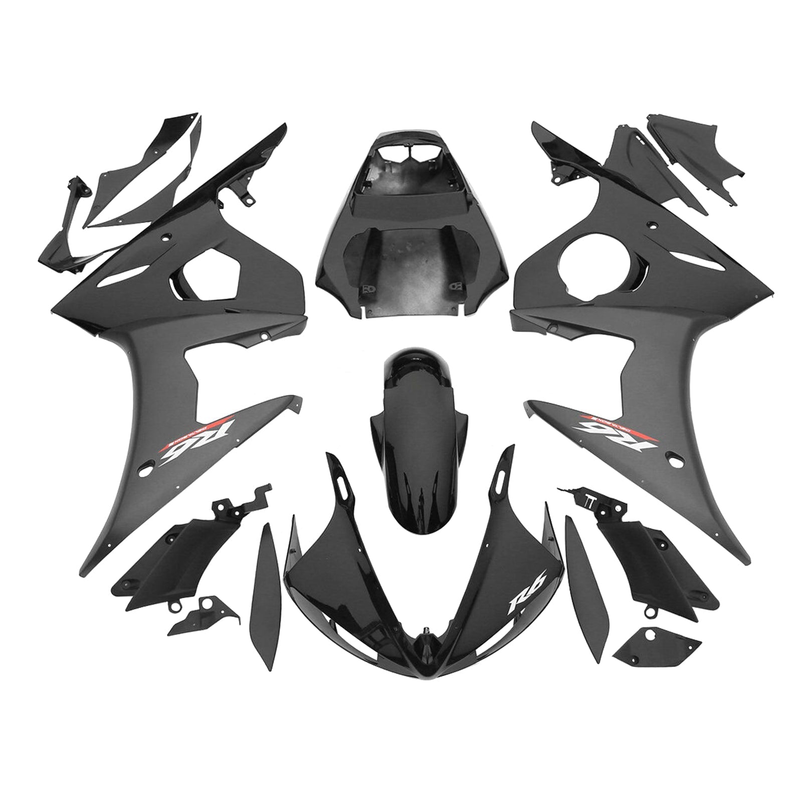 2005 Yamaha YZF R6 Injection Fairing Kit Bodywork Black ABS Plastic #22