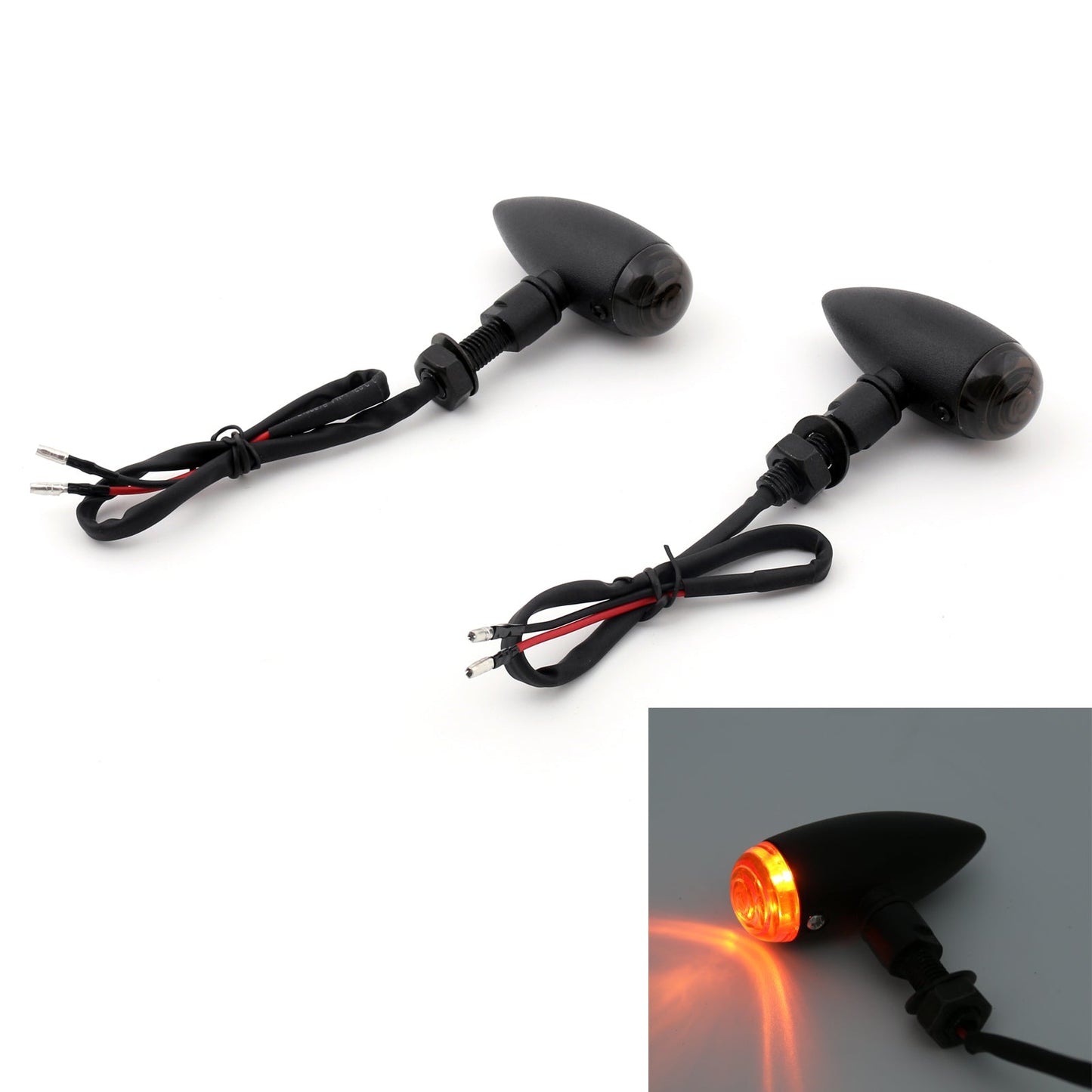 Harley Motorcycle Custom Bike Cruiser Bobber Chopper Bullet Turn Signal Light Fit  Black