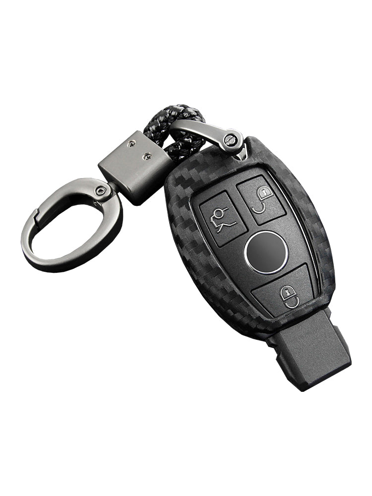 Leather Silicone Car Key Case Cover With Buckle For Mercedes-Benz