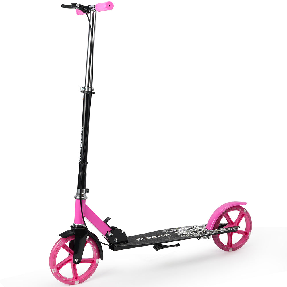 Foldable Commuter Kick Scooter For Adults and Teens With 8" Large solid pu luminous tire Dual Safety Brakes Anti-Slip Deck Commute Kick Scooter