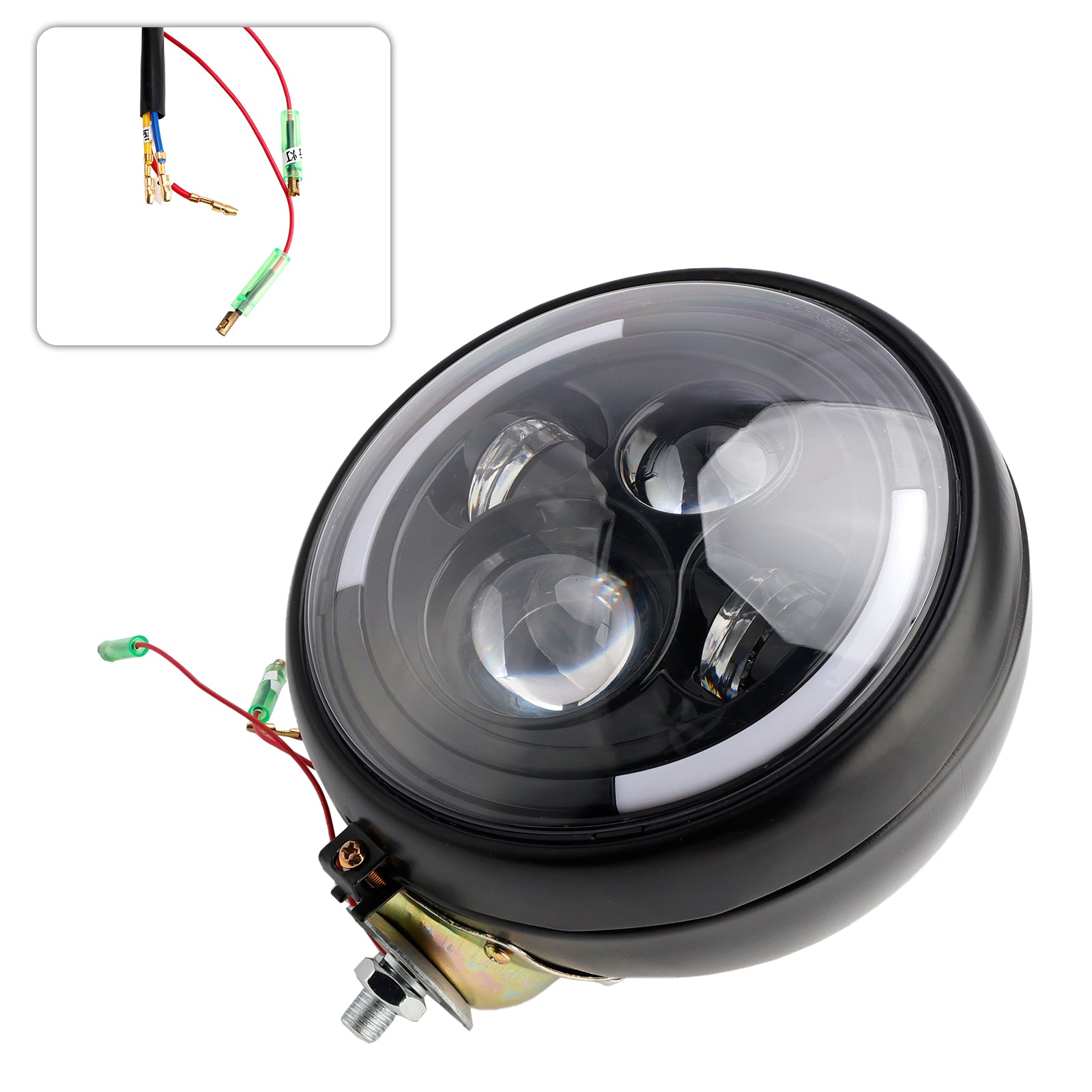 Multifunctional Beam Headlight Lamp Custom Black #84 For Racer Bobber Chopper