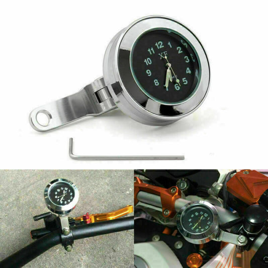 Motorcycle Waterproof Handlebar Brake Clutch Mount Clock Electroluminescent