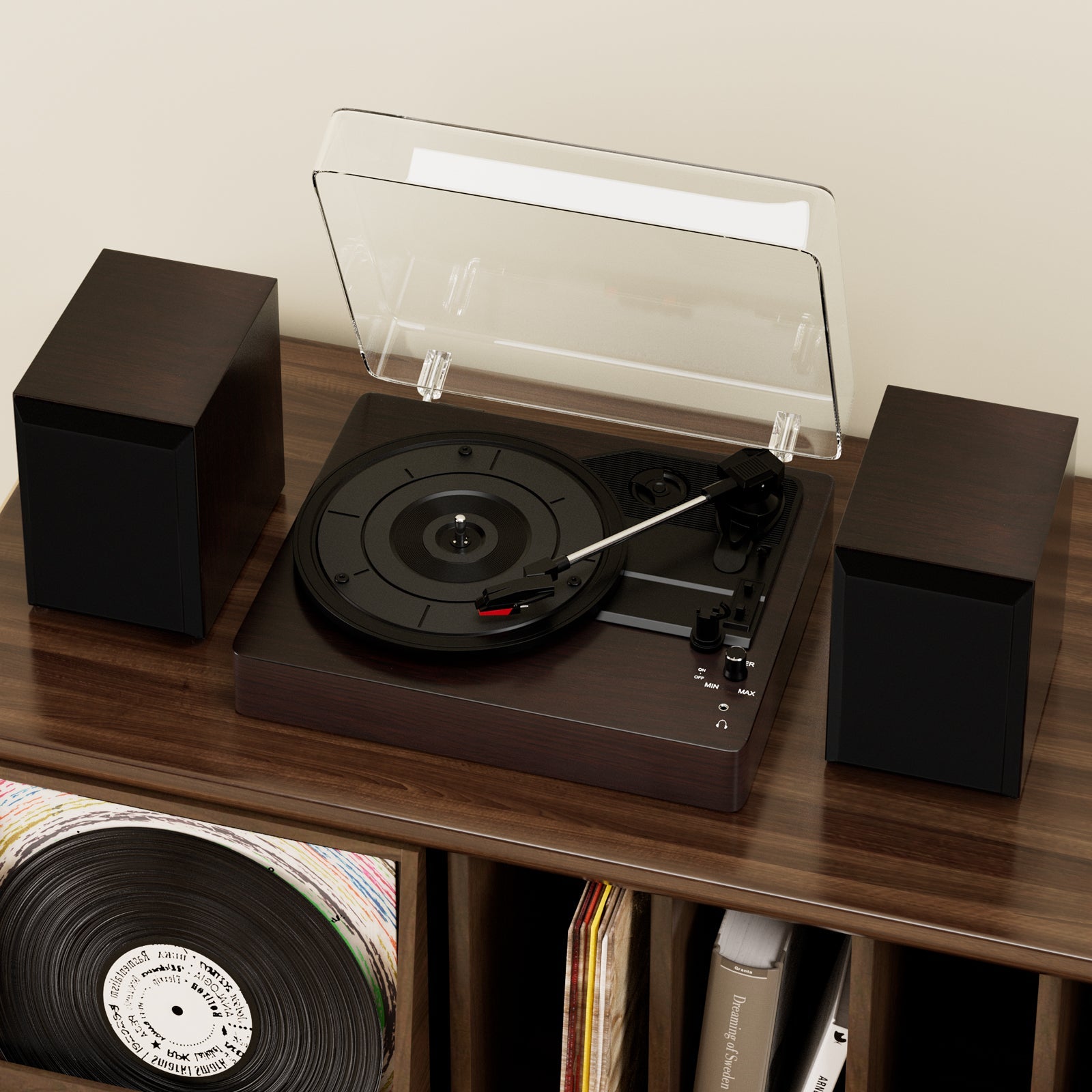 3-Speed Split Bluetooth Vinyl Record Player Retro Speaker Ornaments Living Room