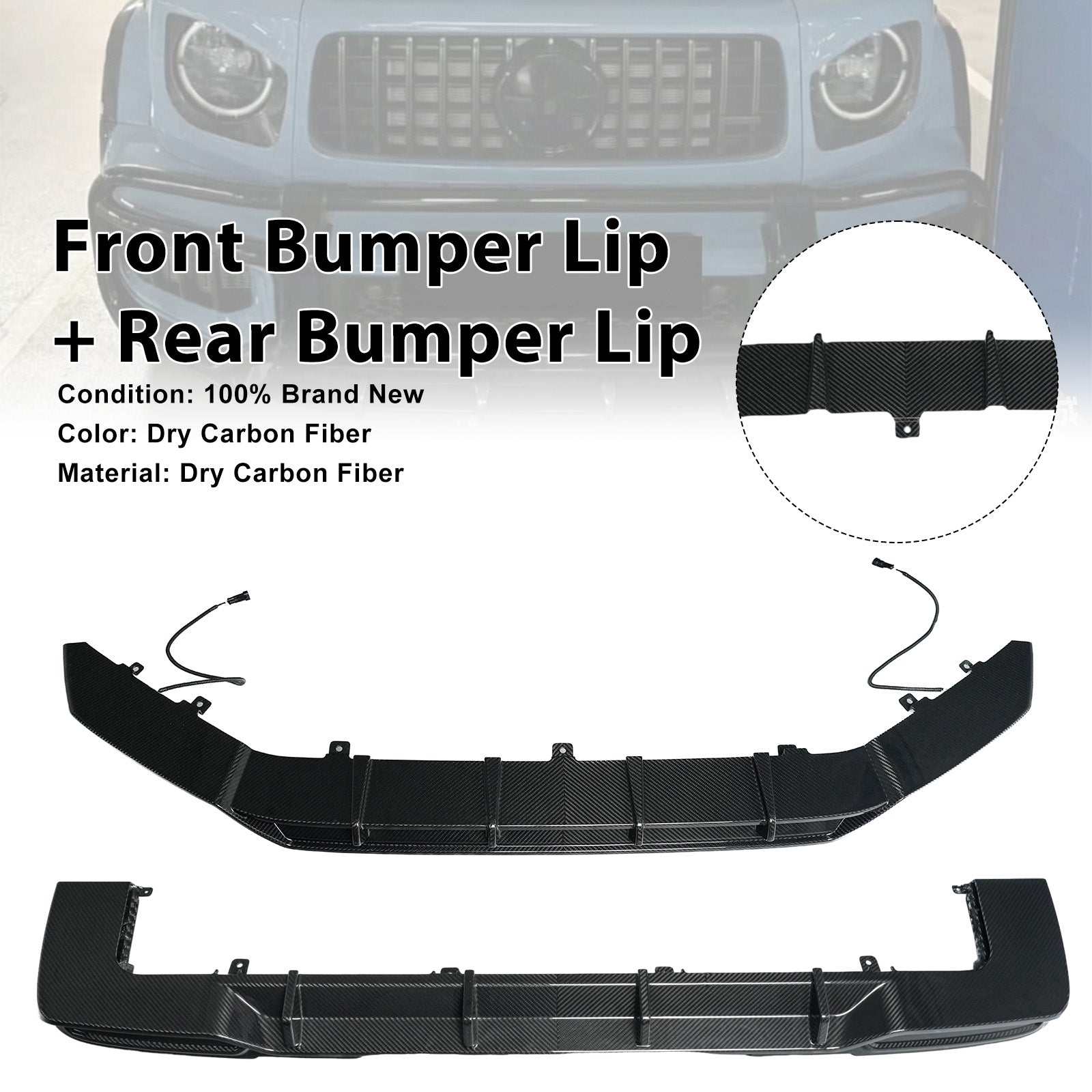 Dry Carbon Fiber Front Rear Bumper Diffuser Lip Fit Benz G-Class W465 2025+