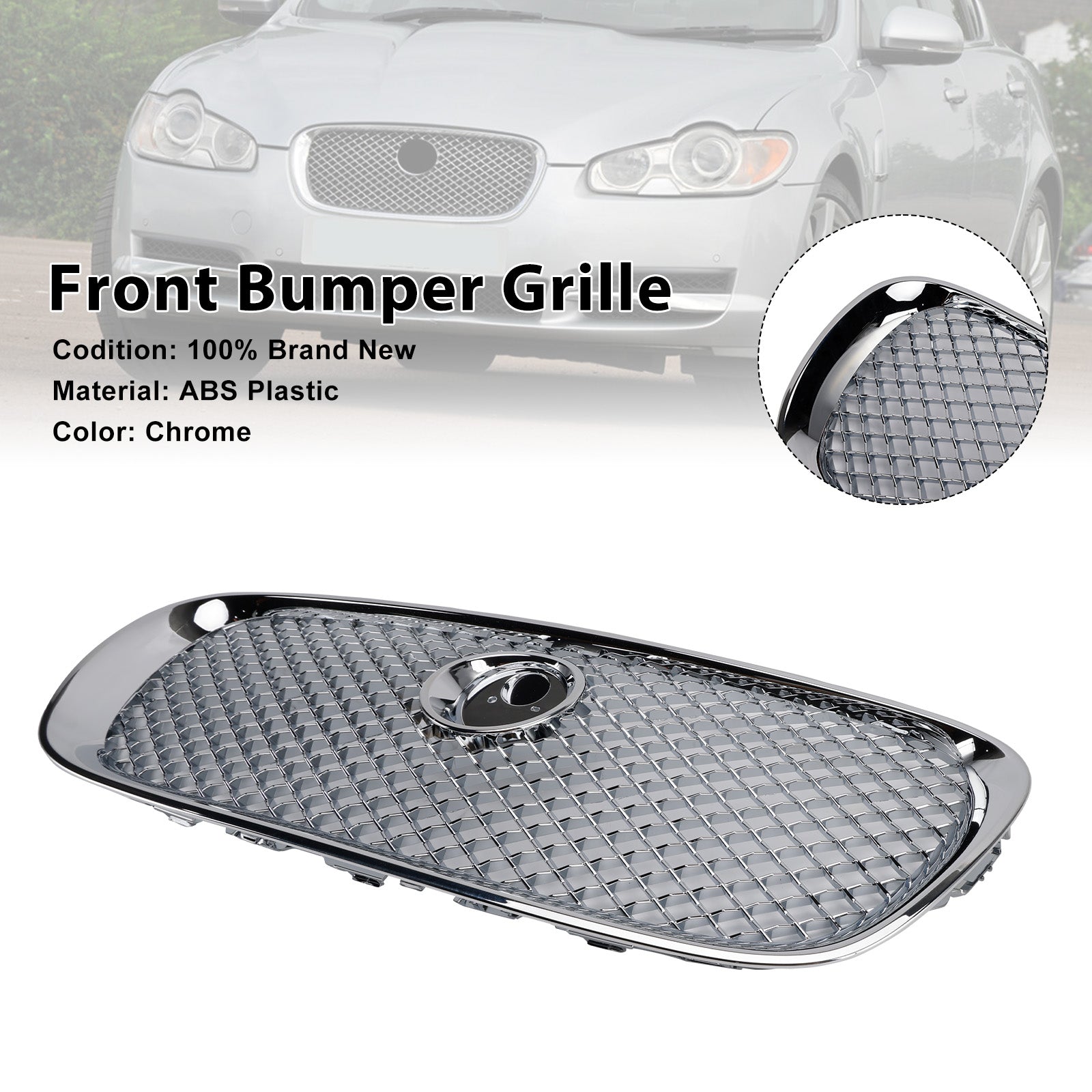 2008-2011 Jaguar XF XF-R Style Front Bumper Grill Grille Chrome
