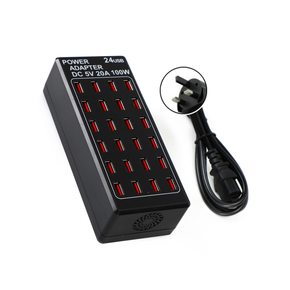Multi USB Charging Station 24 Port 100W (20 A) Multiple USB Desktop Chargers UK Plug