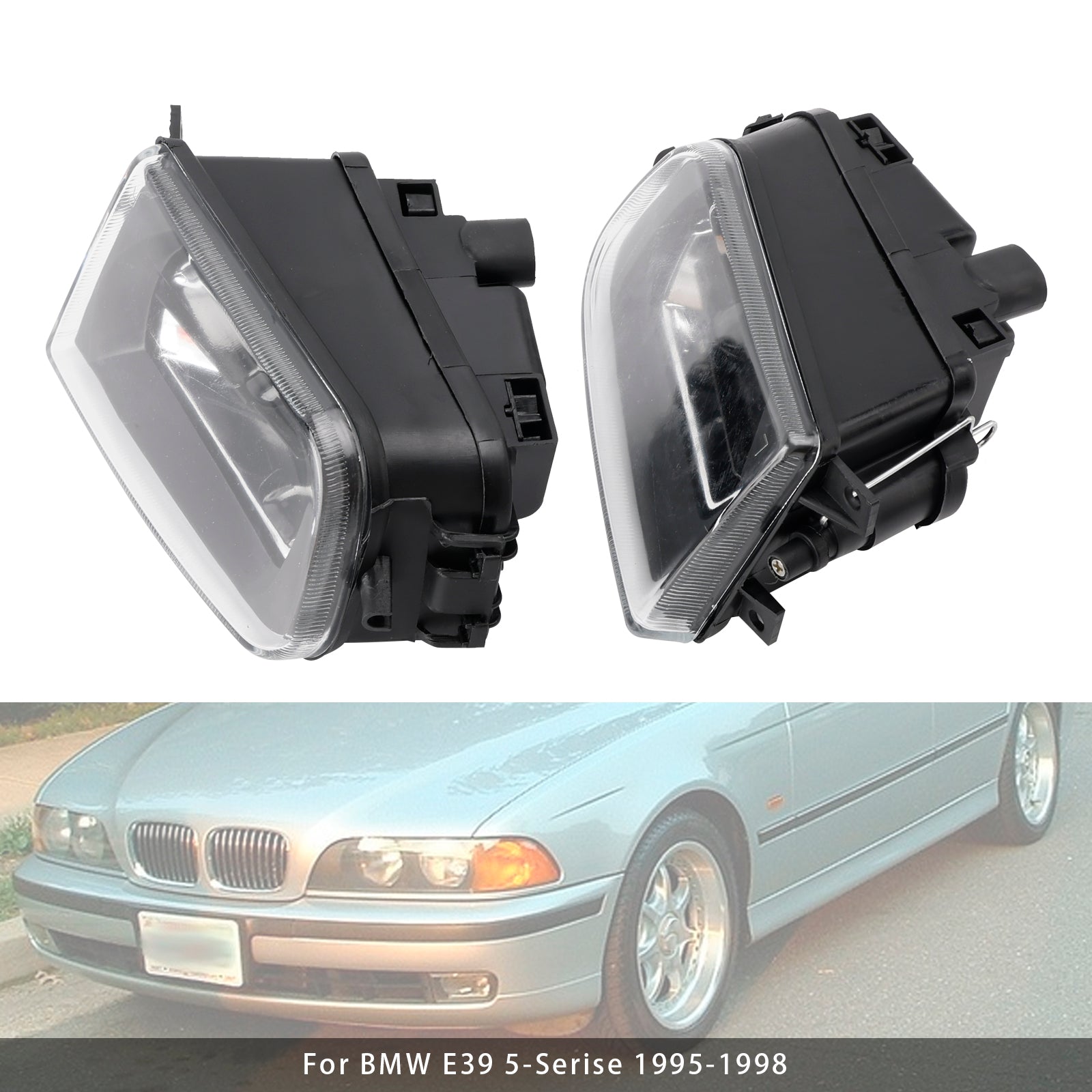 1995-1998 BMW E39 5-Serise Pair Front Bumper Fog Light Lamp Housing Shell 63178360575 63178381977