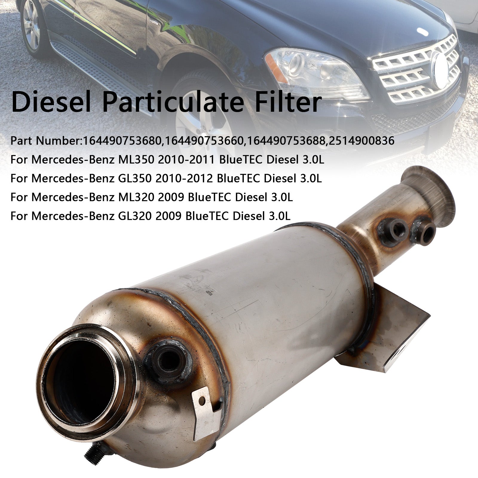 2010-2011 Mercedes-Benz ML350 BlueTEC Diesel 3.0L Diesel Particulate Filter DPF 164490753680 164490753660