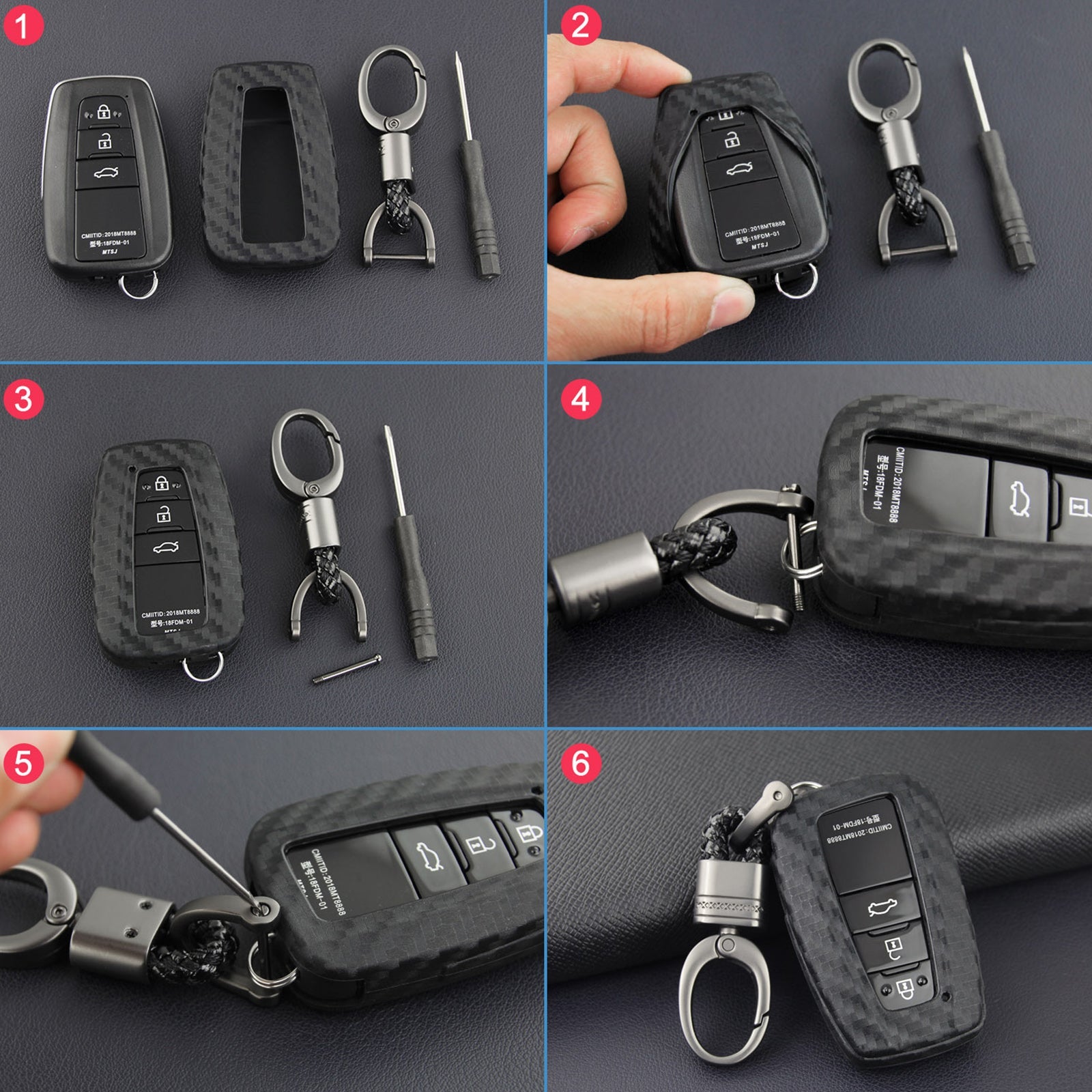 Leather Silicone Car Key Case Cover With Buckle For Toyota Camry