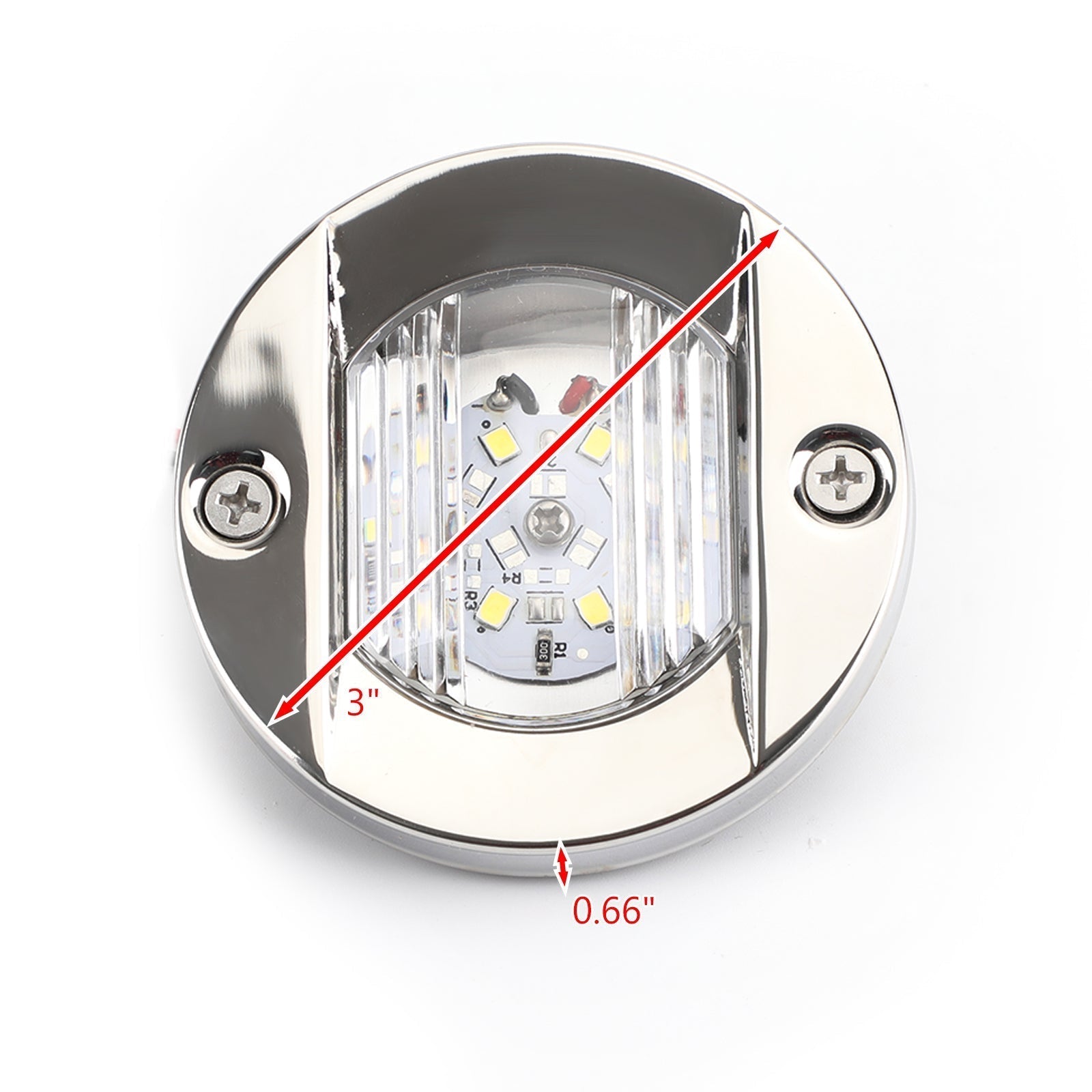 LED Marine Boat Yacht Transom Chrome Anchor Stern Light White Round 2835-SMD 12V