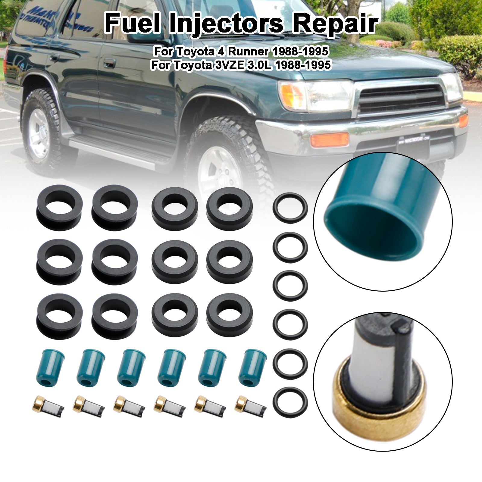 1988-1995 Toyota 3VZE 3.0L Truck Fuel Injector Repair Seal Rebuild Kit