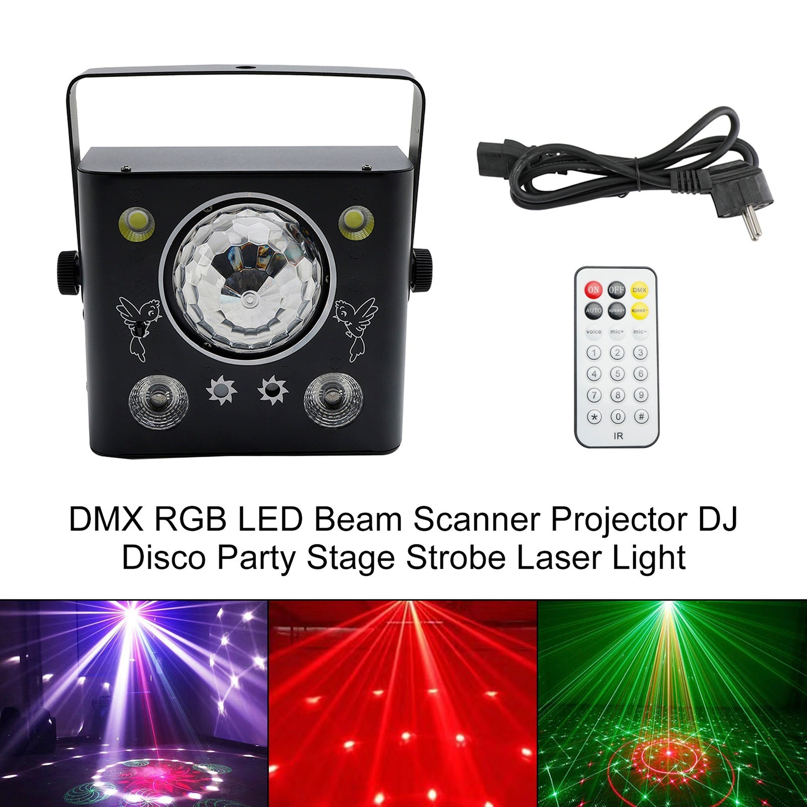 DMX RGB LED Beam Scanner Projector DJ Disco Party Stage Strobe Laser Light