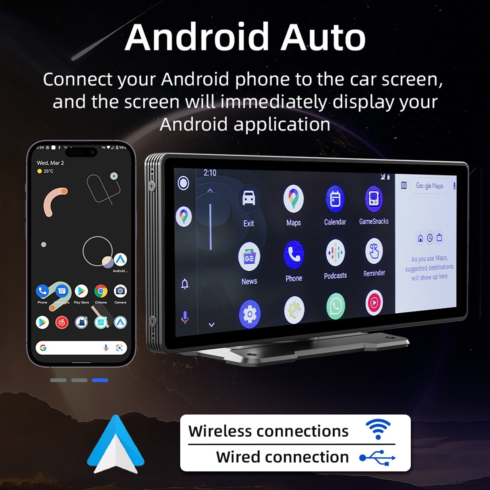 10.77" Wireless Carplay Bluetooth Stereo Radio FM Car MP5 Player + 4 LED Camera