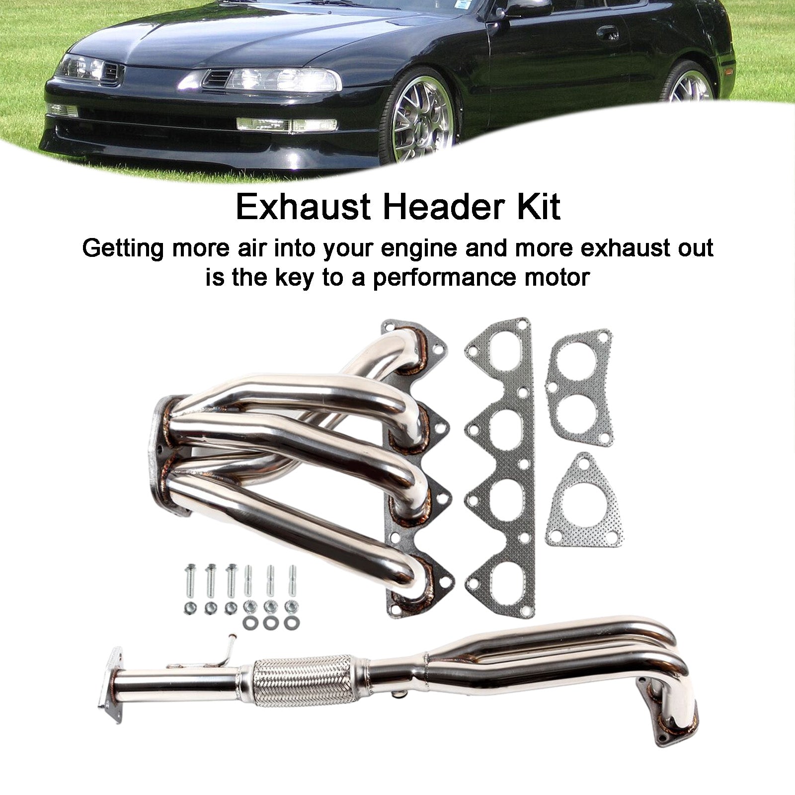 Steel Manifold Exhaust Racing Header Stainless Fit Honda Prelude 2.2L 1993-1996
