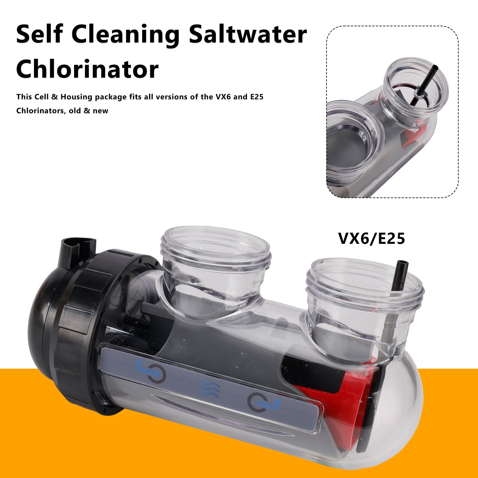 Saltwater Chlorinator Replacement Cell W Cell Housing For Astral/Hurlcon VX6/E25