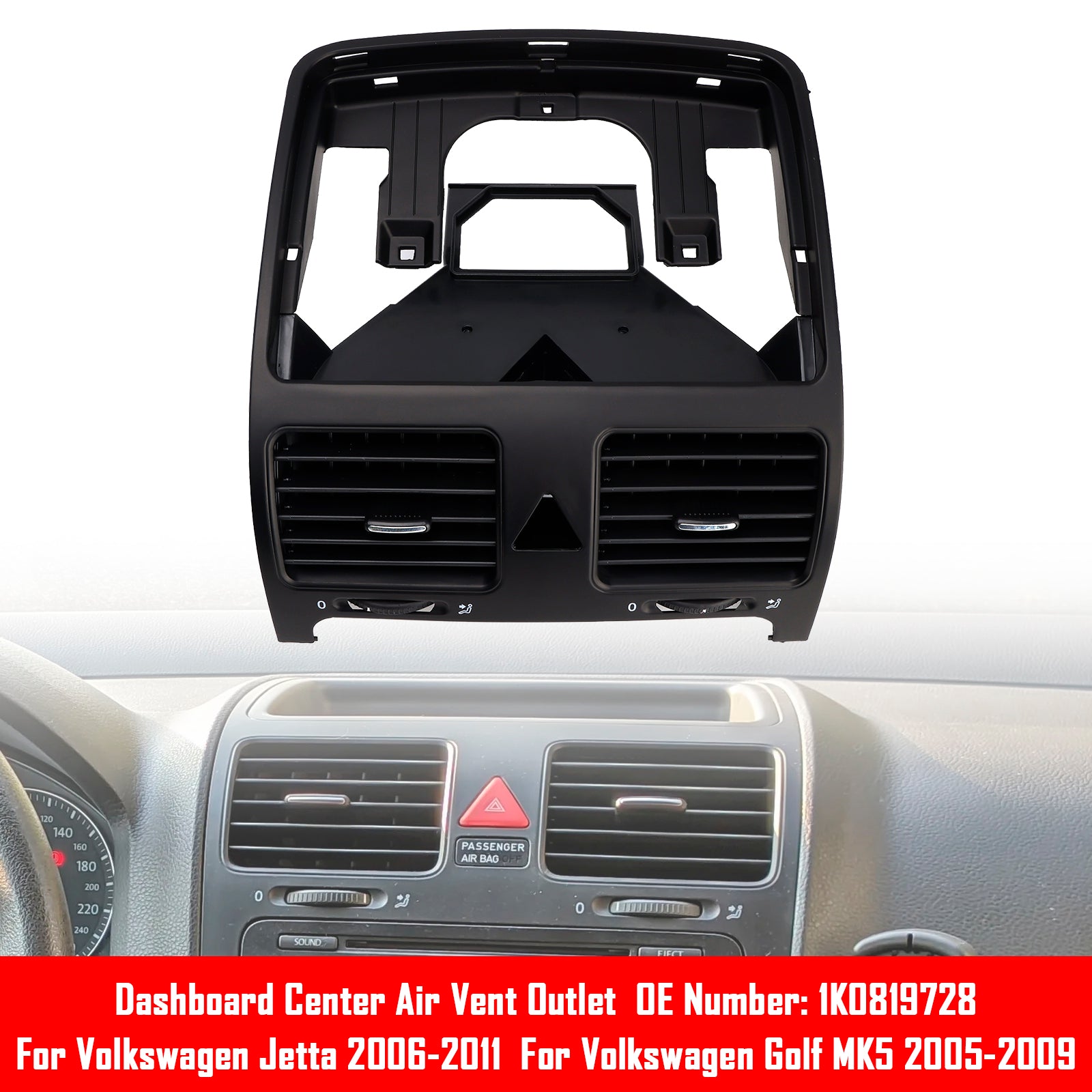 Dashboard Center Air Vent Outlet 1K0819728 For VW Jetta MK5 2005-2009