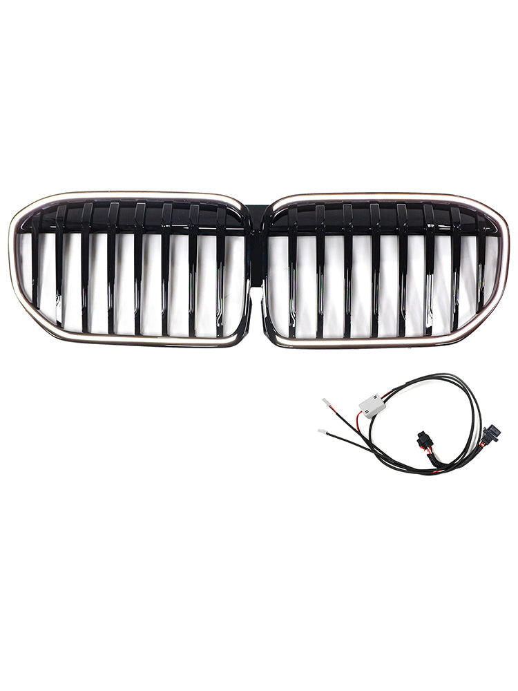 2019-2022 BMW 7 Series G12 Long-Wheelbase Version Facelift Single Slat Gloss Black Front Grill Grille