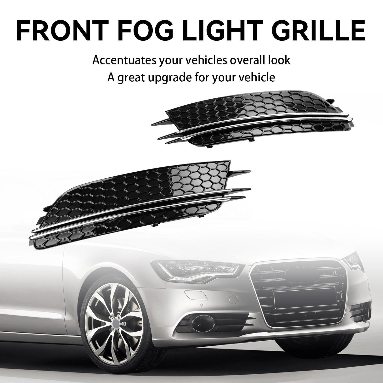 2012-2015 Audi A6 4G C7 2PCS Front Fog Light Cover Bezel Grill Grille