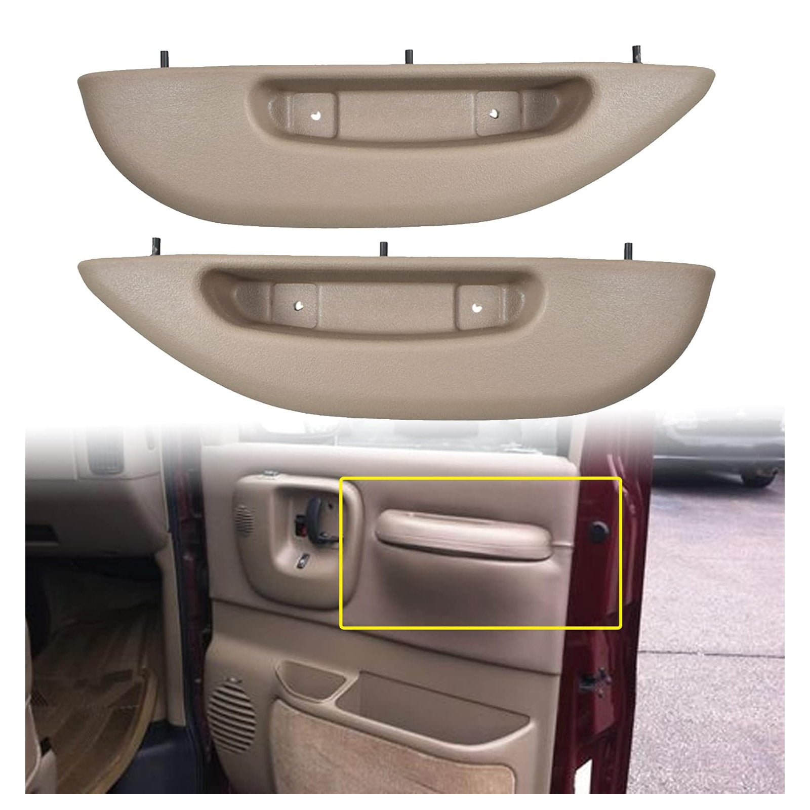 2PCS Door Armrest Pull Handle Cover For Chevy GMC Savana Van 1996-2002 Tan
