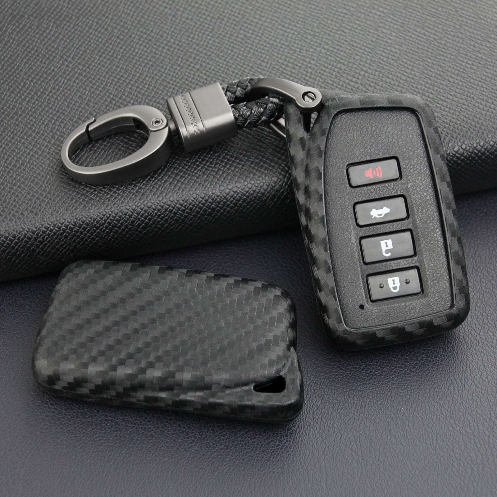 Leather Silicone Car Key Case Cover With Buckle For Lexus