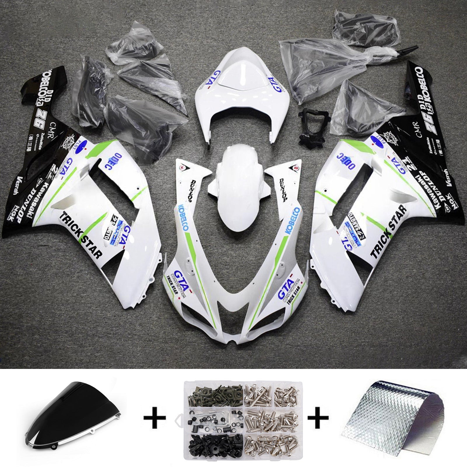 Injection Fairing Kit Bodywork Plastic ABS fit For Kawasaki ZX6R 636 2007-2008
