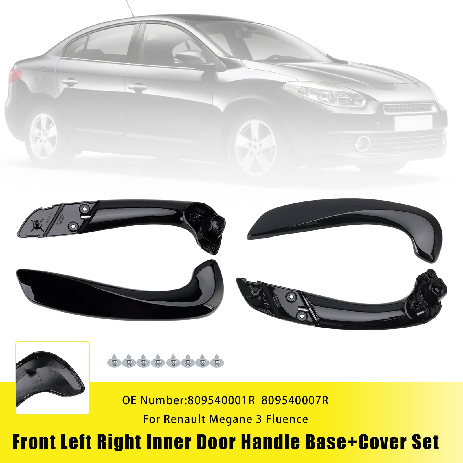 2009-2015 Renault Fluence Front Left Right Interior Door Handle Base+Cover