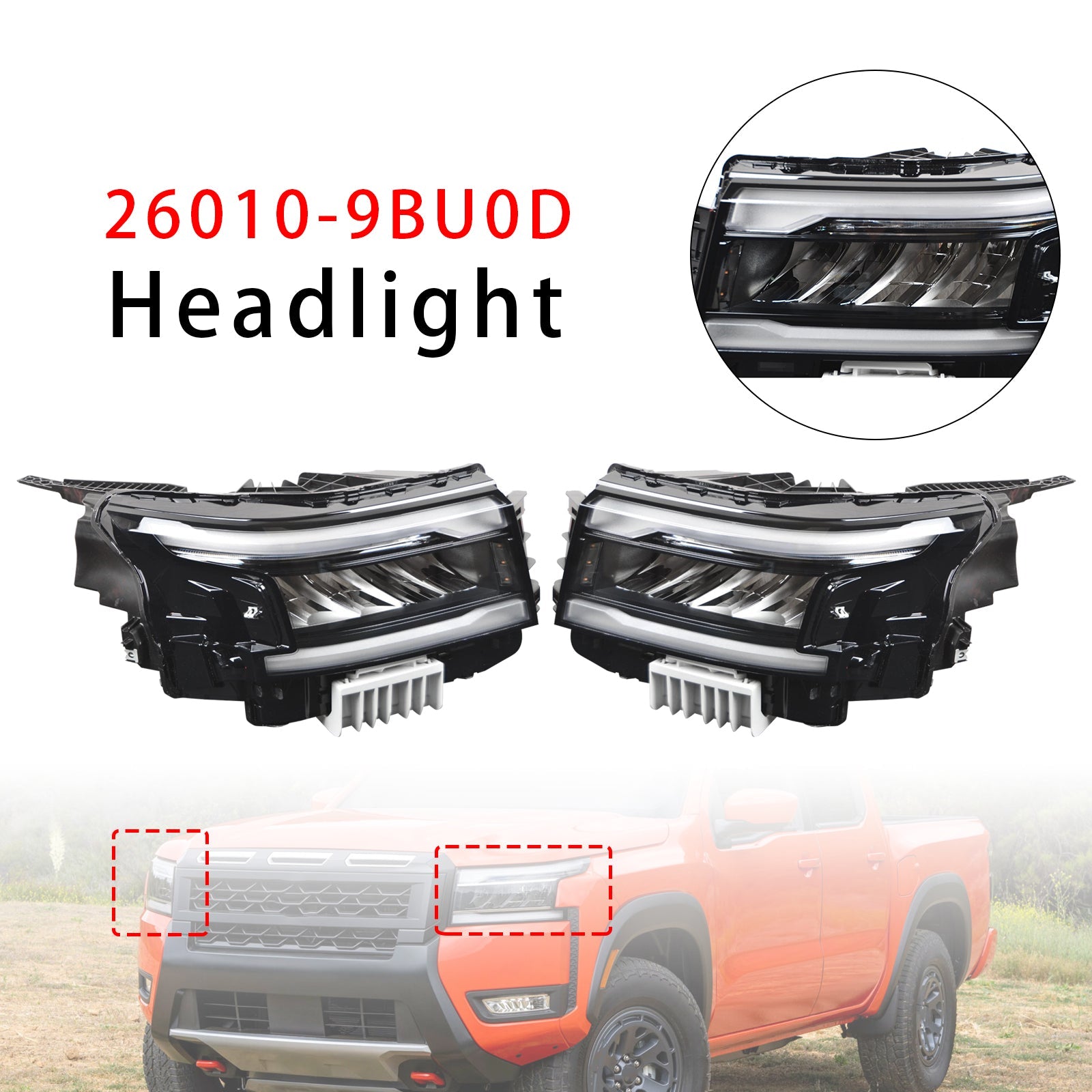 2022-2025 For Nissan Frontier Front Left+Right LED Headlight w/DRL