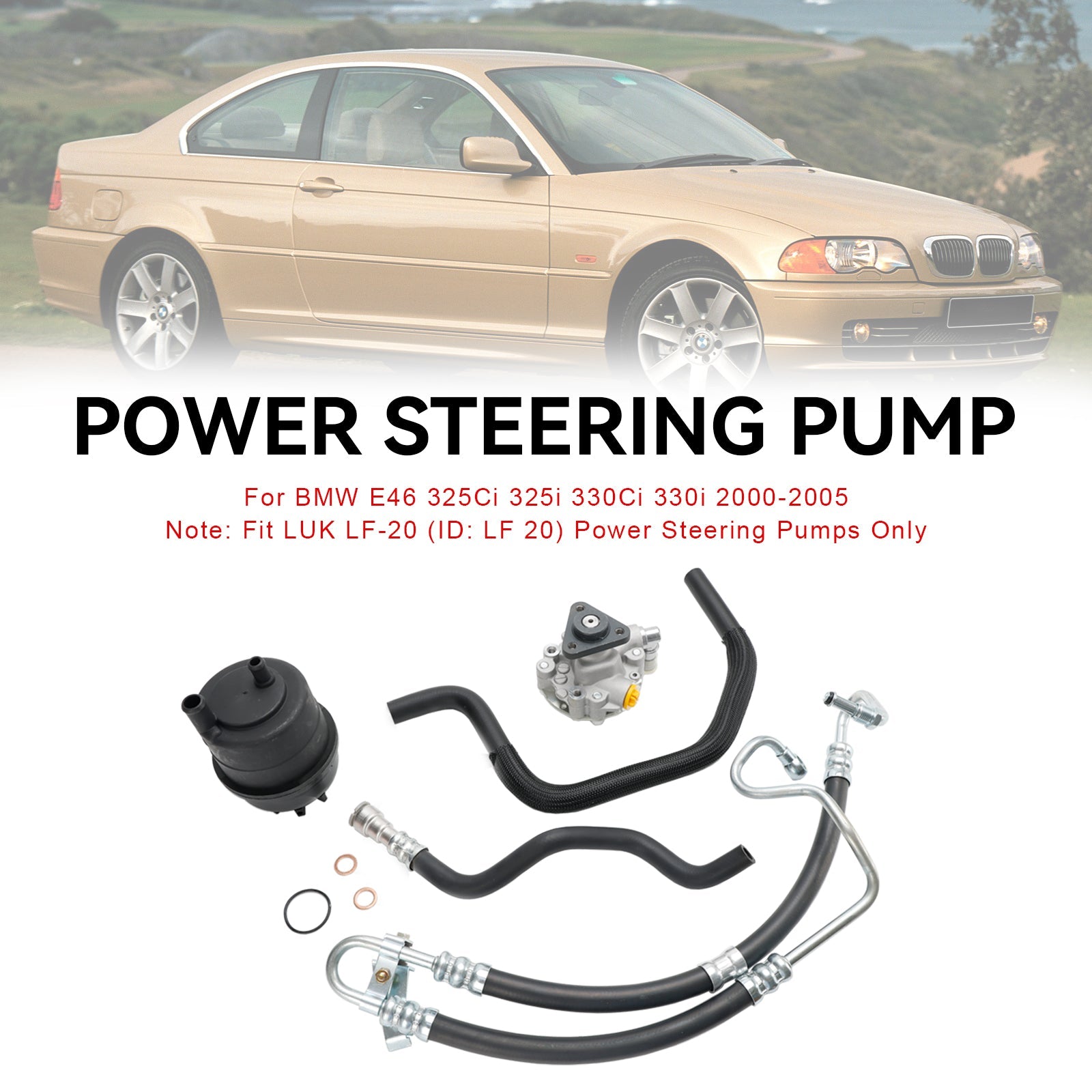 2001-2005 BMW E46 323i 325i 328Ci 328i 330i Power Steering Pump Kit 553-58945 32416760036 Generic
