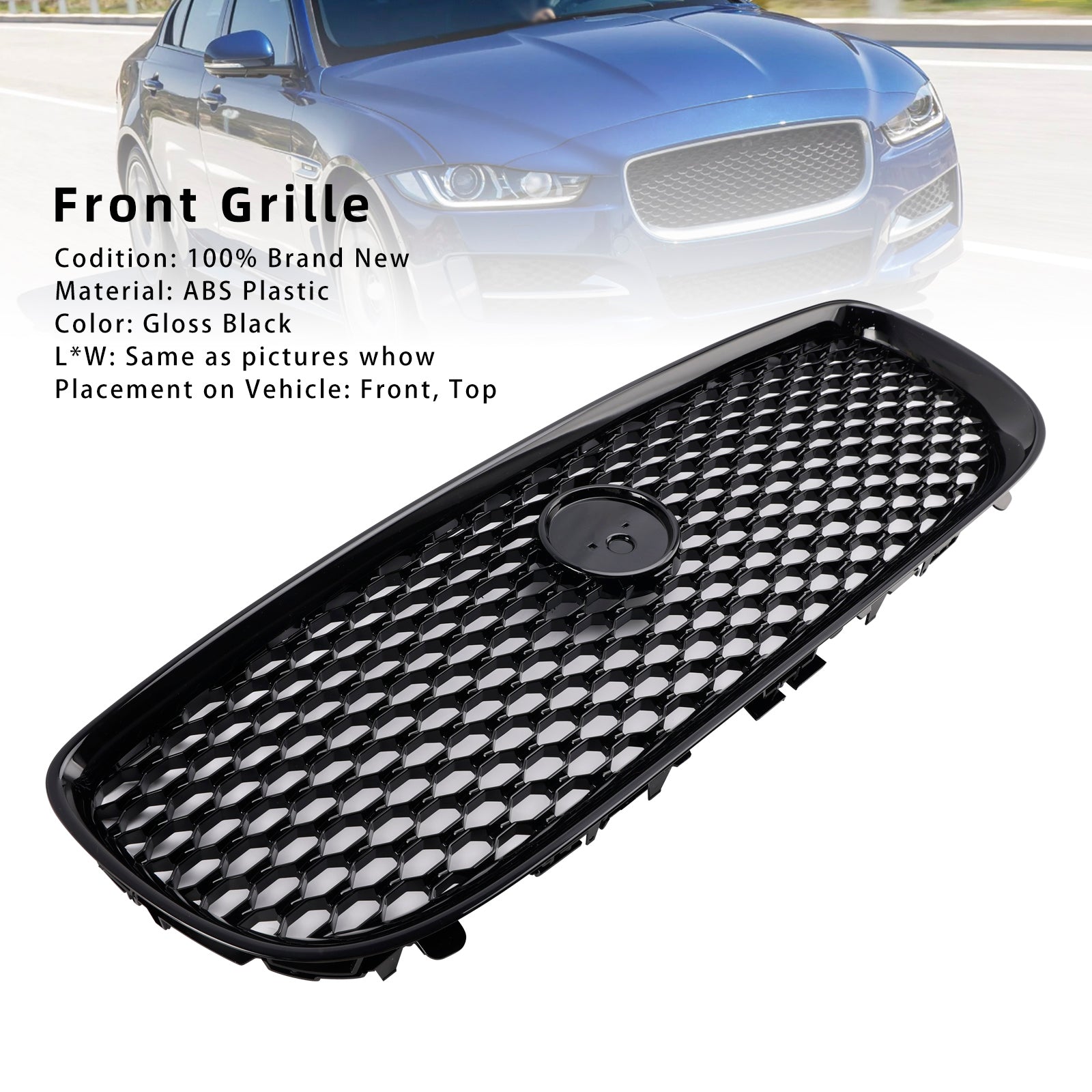 2015-2018 Jaguar XE Pre-Facelift Gloss Black Honeycomb Front Bumper Grille Grill