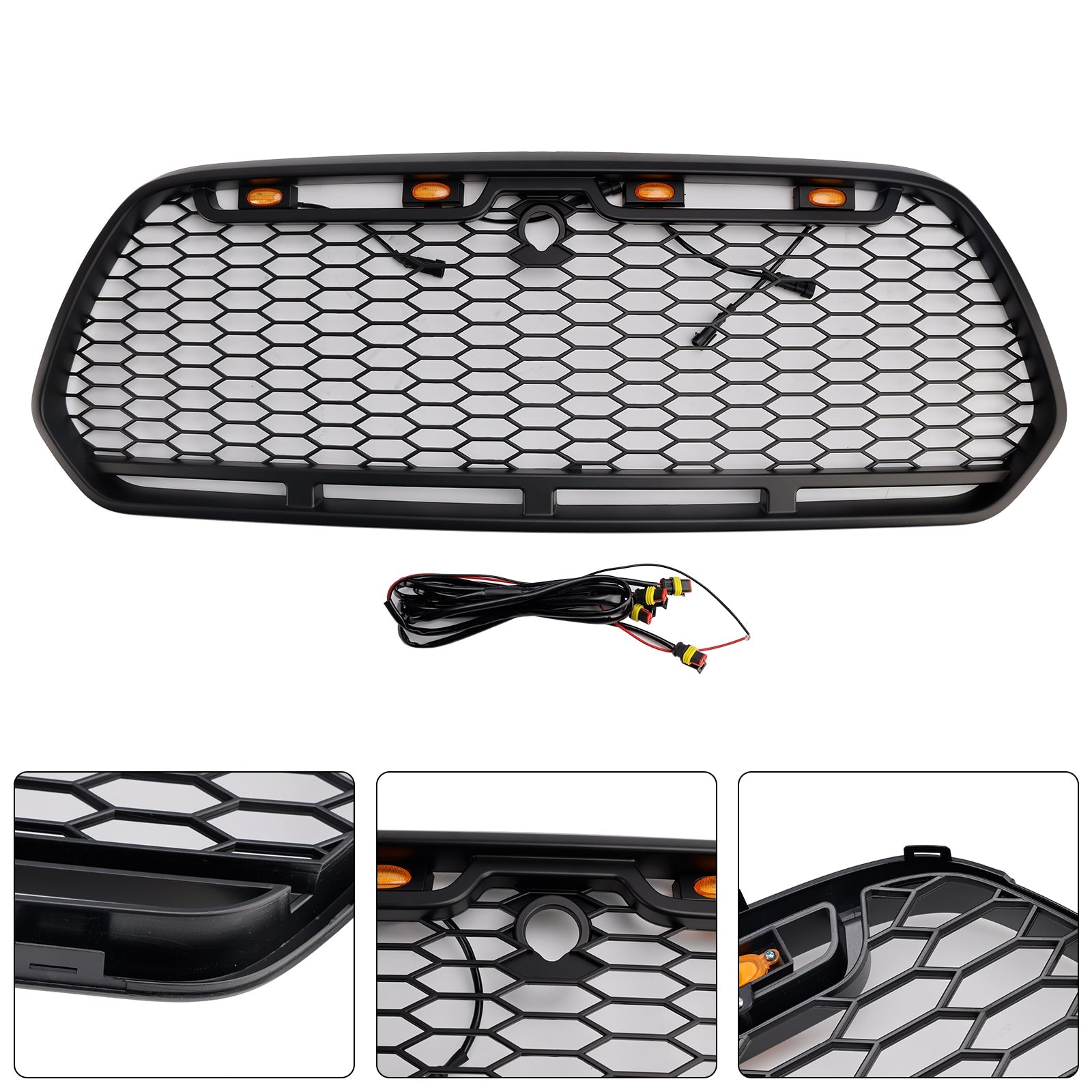 2015-2018 Ford Transit MK8 Raptor w/LED Matt Black Front Bumper Grill Grille