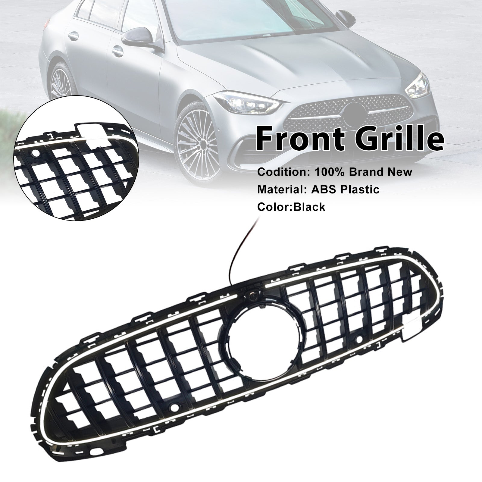 2022-2026 Fit Mercedes Benz W206 W/Camera GTR-Style Front Bumper Grille Grill