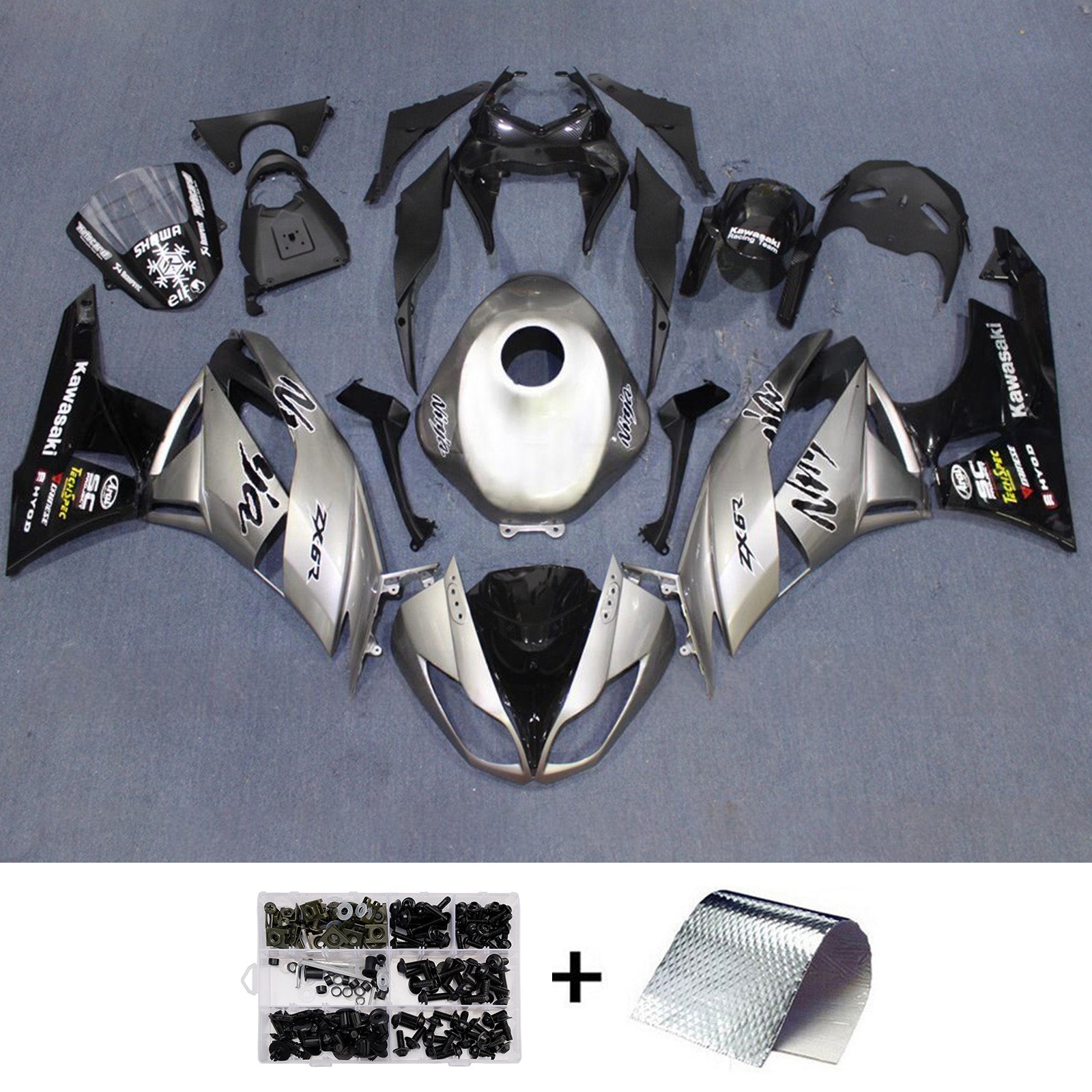 Injection Fairing Kit Bodywork Plastic ABS fit For Kawasaki ZX6R 636 2009-2012