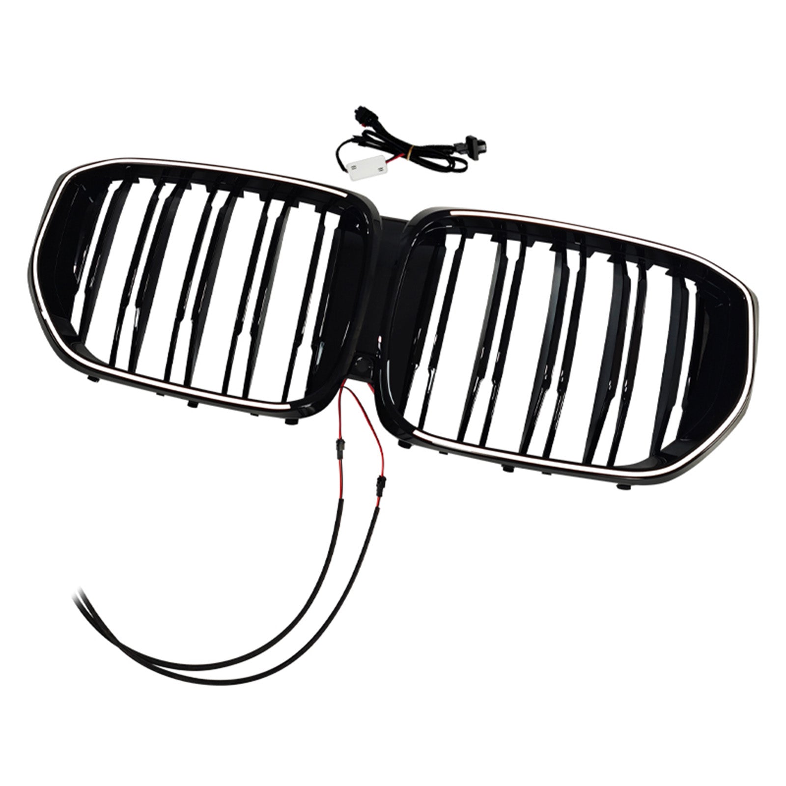 2024+ Fit BMW G05 LCI X5 Double Line W/LED Black Front Bumper Grille Grill