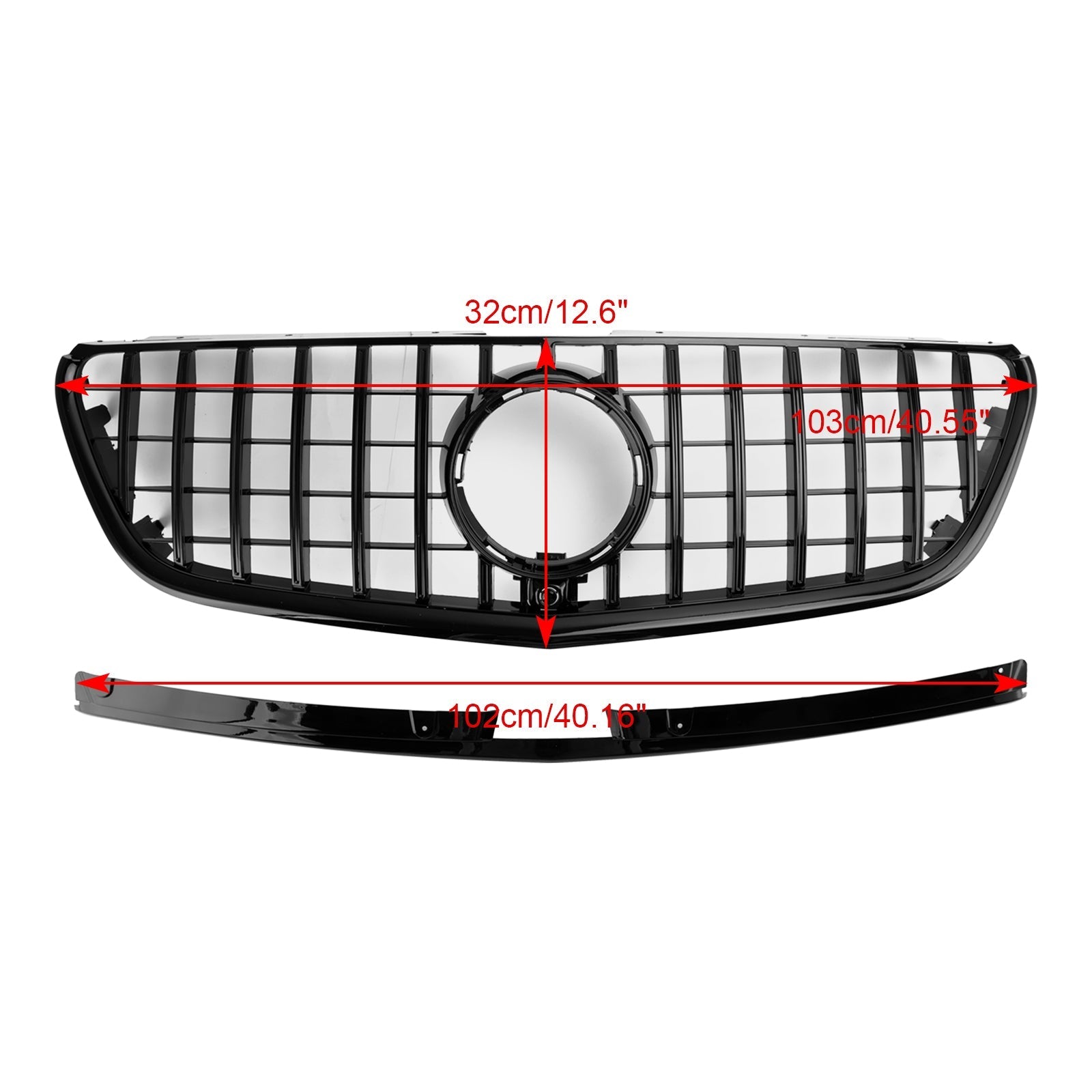 2015-2019 Vito W447 Mercedes GT Stlye Gloss Black Front Bumper Grill Grille