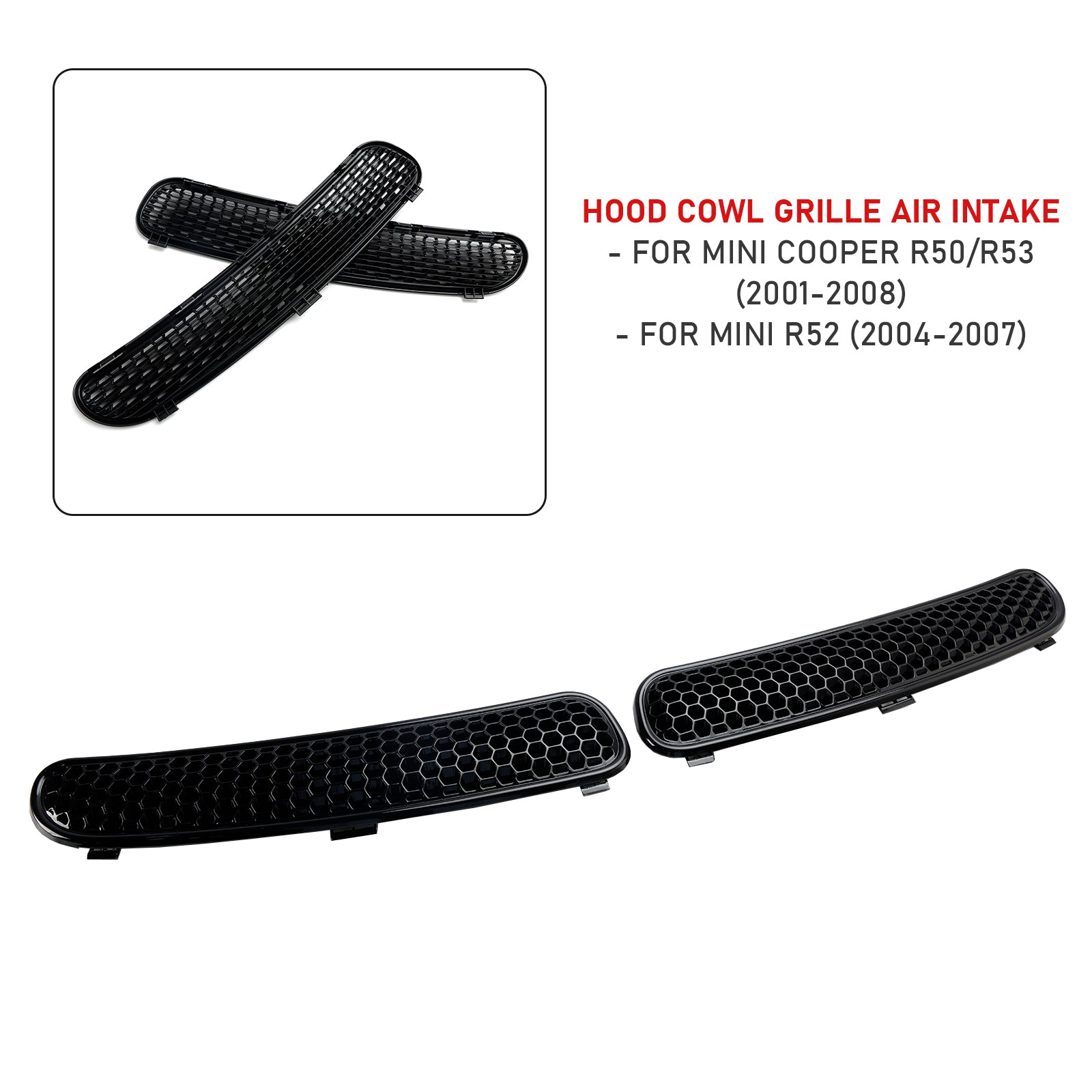 2001-2008 Mini Cooper R50/R53 Hood Cowl Grille Air Intake Duct 7122506 & 7122505