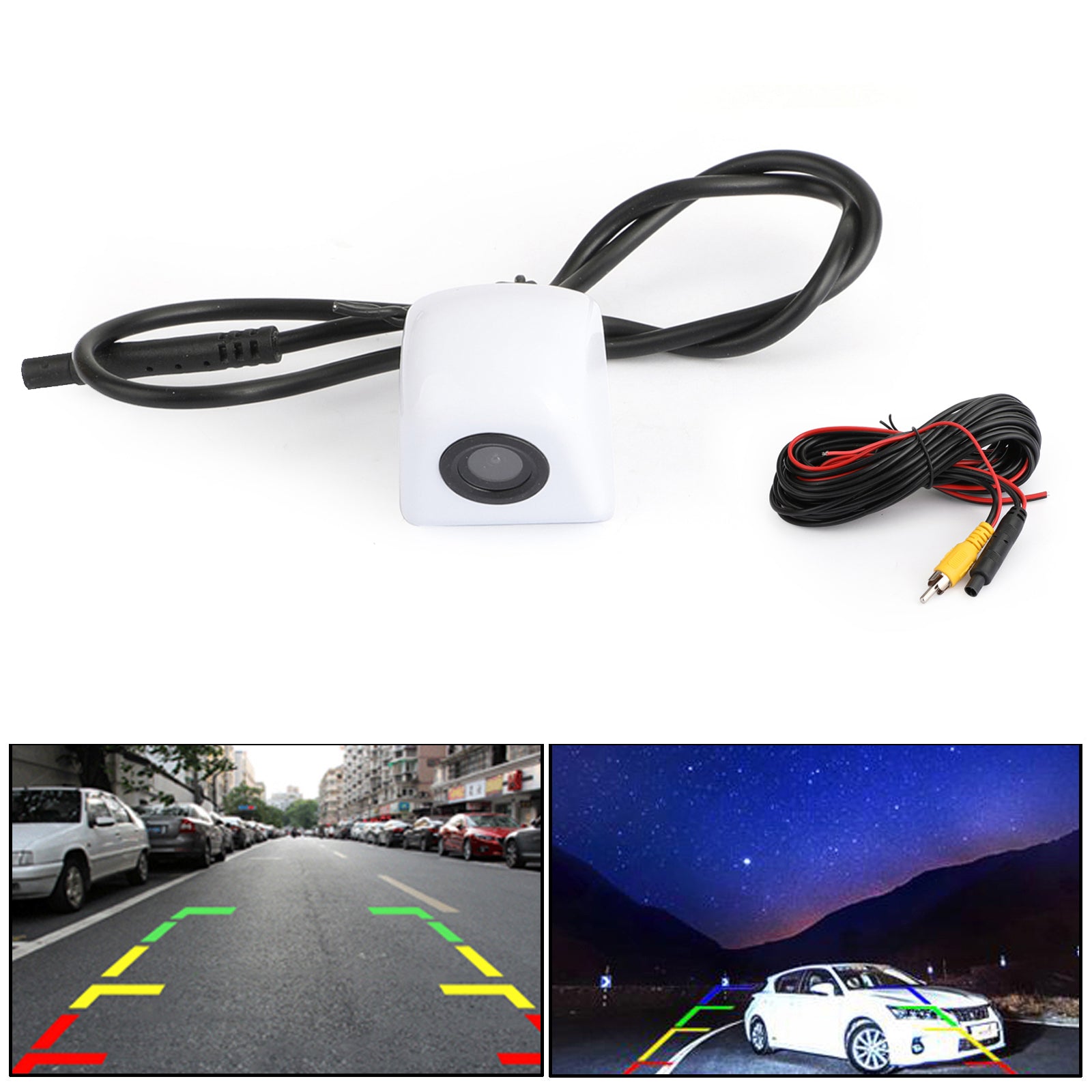 Universal 170掳Auto Reverse Backup Camera Parking CDD CMOS Night White
