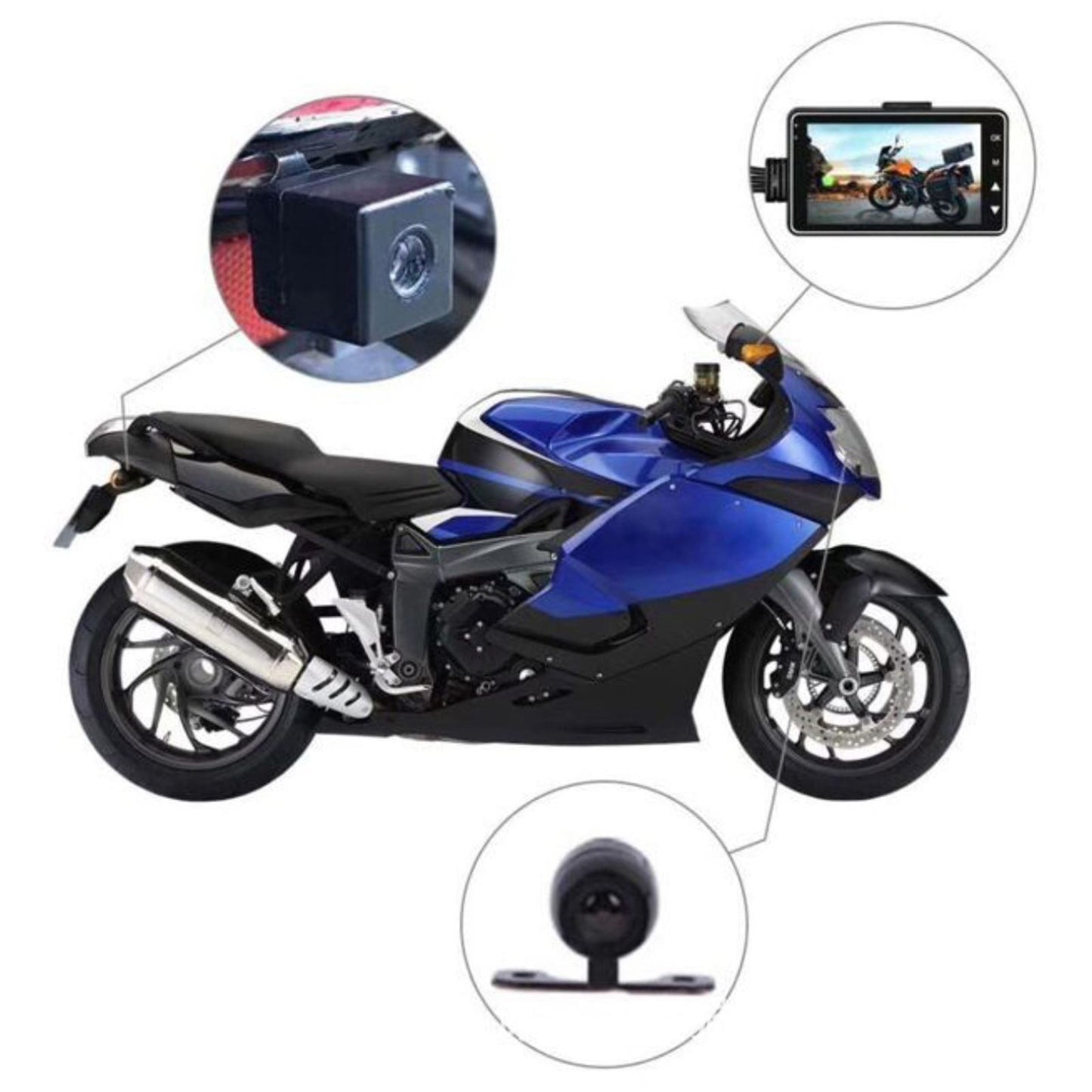 3" 140° Waterproof Dual Action Camera Video Recorder DVR for Motorcycle IP68