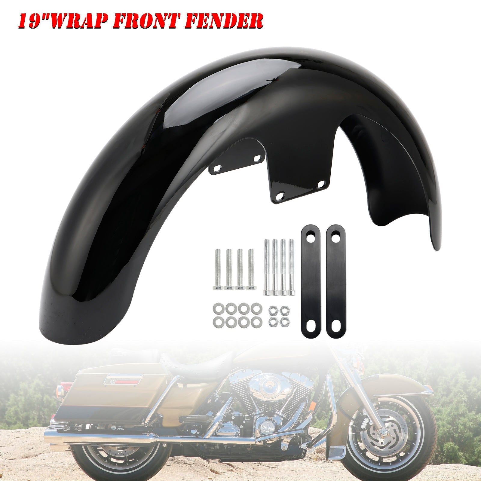 19" Wrap Front Fender ABS For Touring Electra Street Road Glide Baggers FLHT FLHR