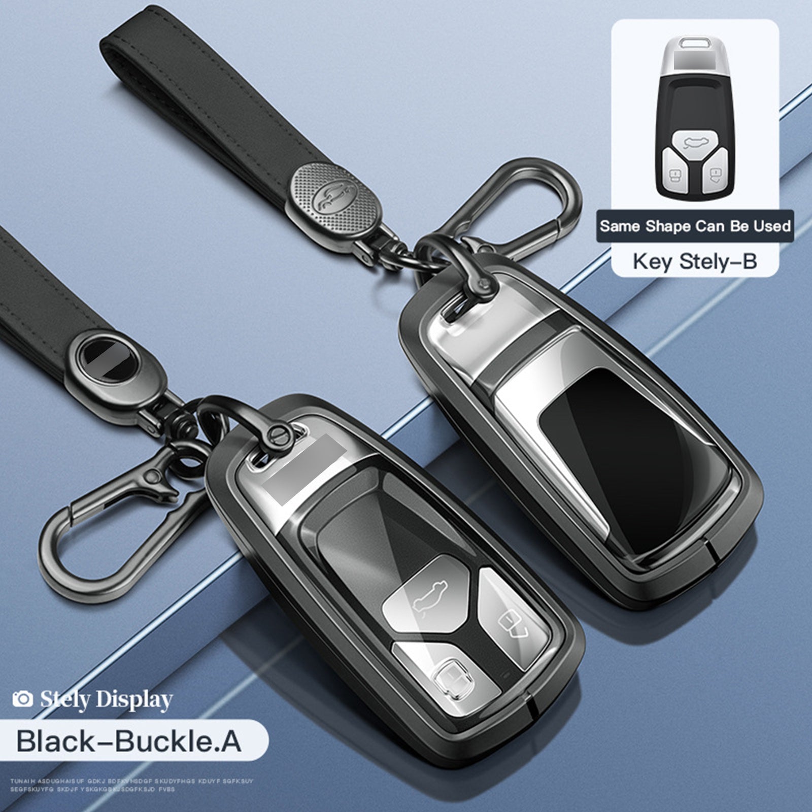 Aluminum Alloy TPU Black Car Key Case Cover With Buckle For Audi a6l a4l a3