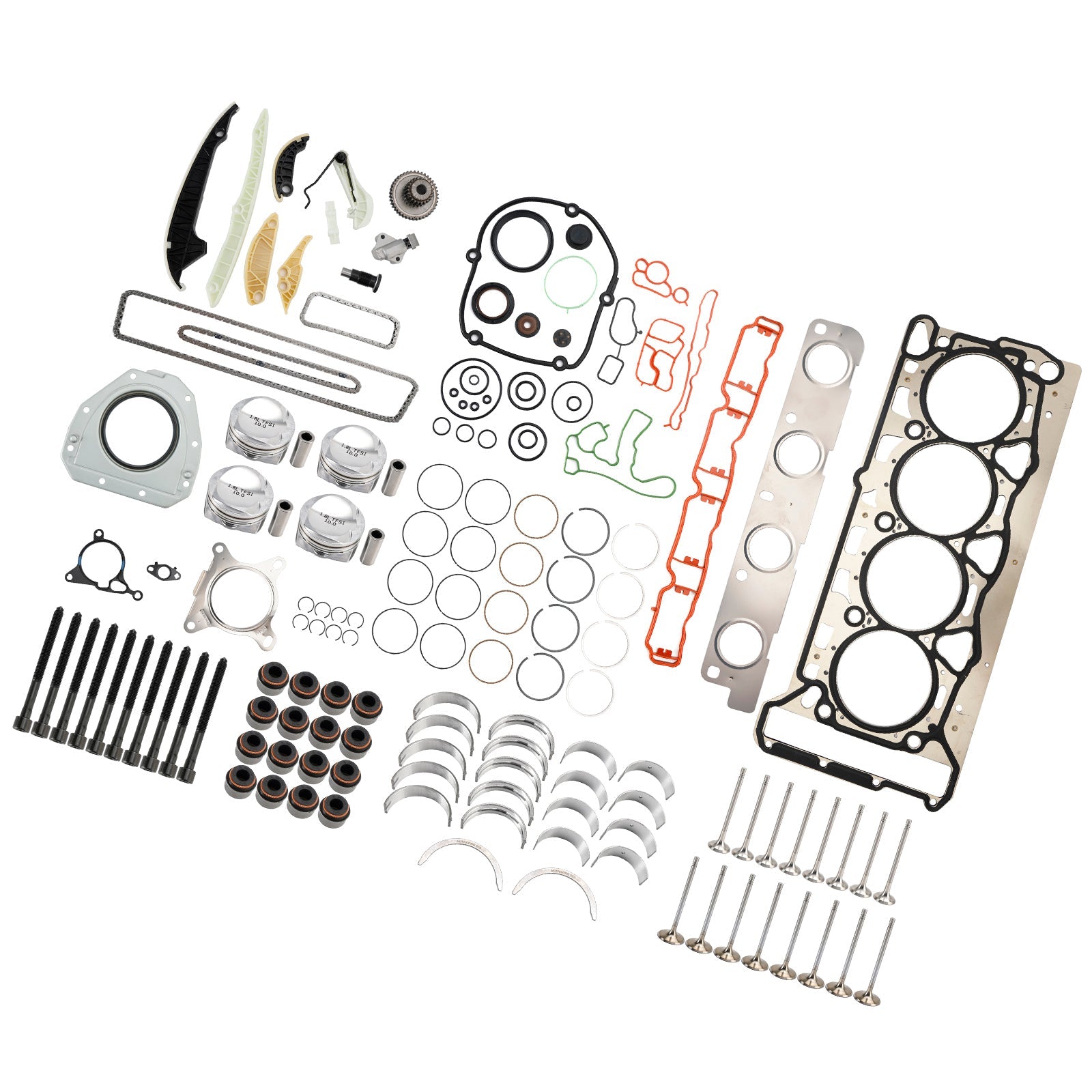 2007-2011 VOLKSWAGEN Passat 1.8 TSI BZB CDAA CDAB Engine Pistons Overhaul Rebuild Kit 06H107065CP 06H109509Q