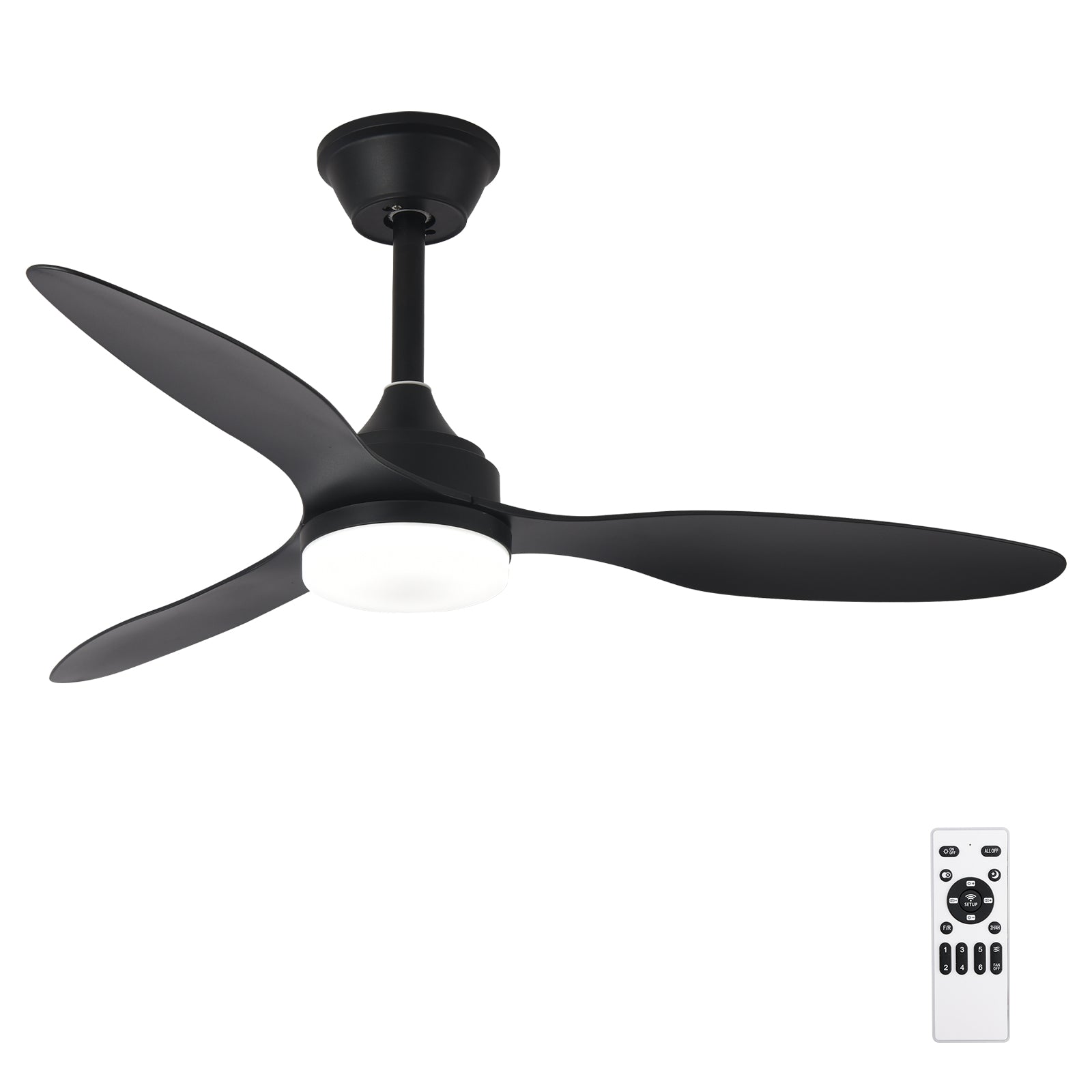 42" Pendant Ceiling Fan with Light Dimmable Black Quiet DC Motor Remote
