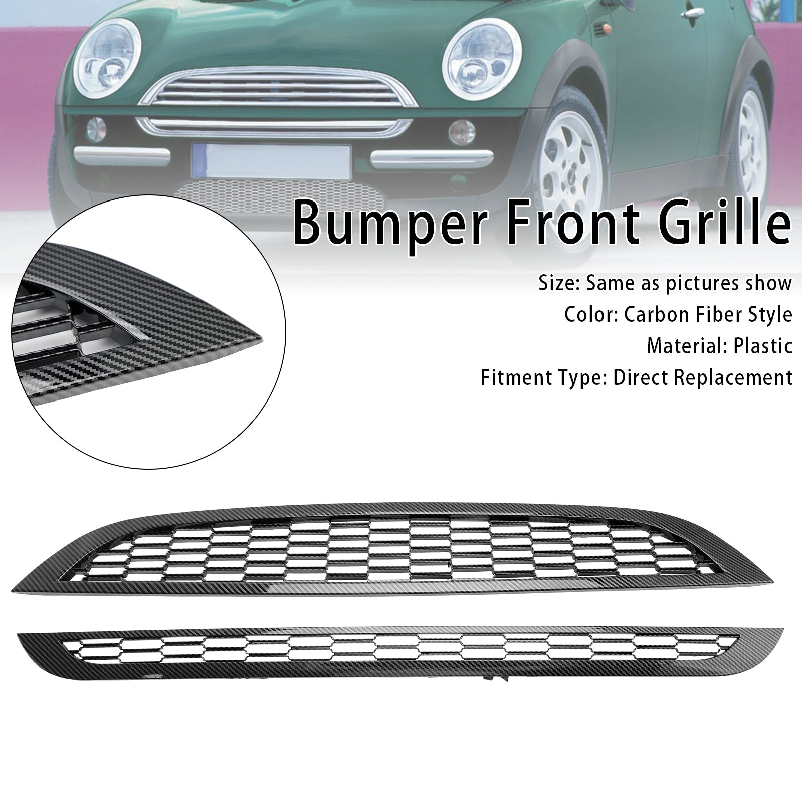 2002-2006 Mini Cooper R50 R52 R53 2PCS Honeycomb Mesh Front Grille Grill