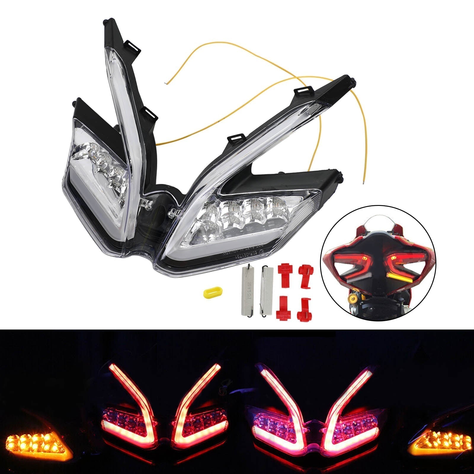 LED Integrated Tail Light Turn Signals For Ducati 959 899 1299 1199 Panigale Black