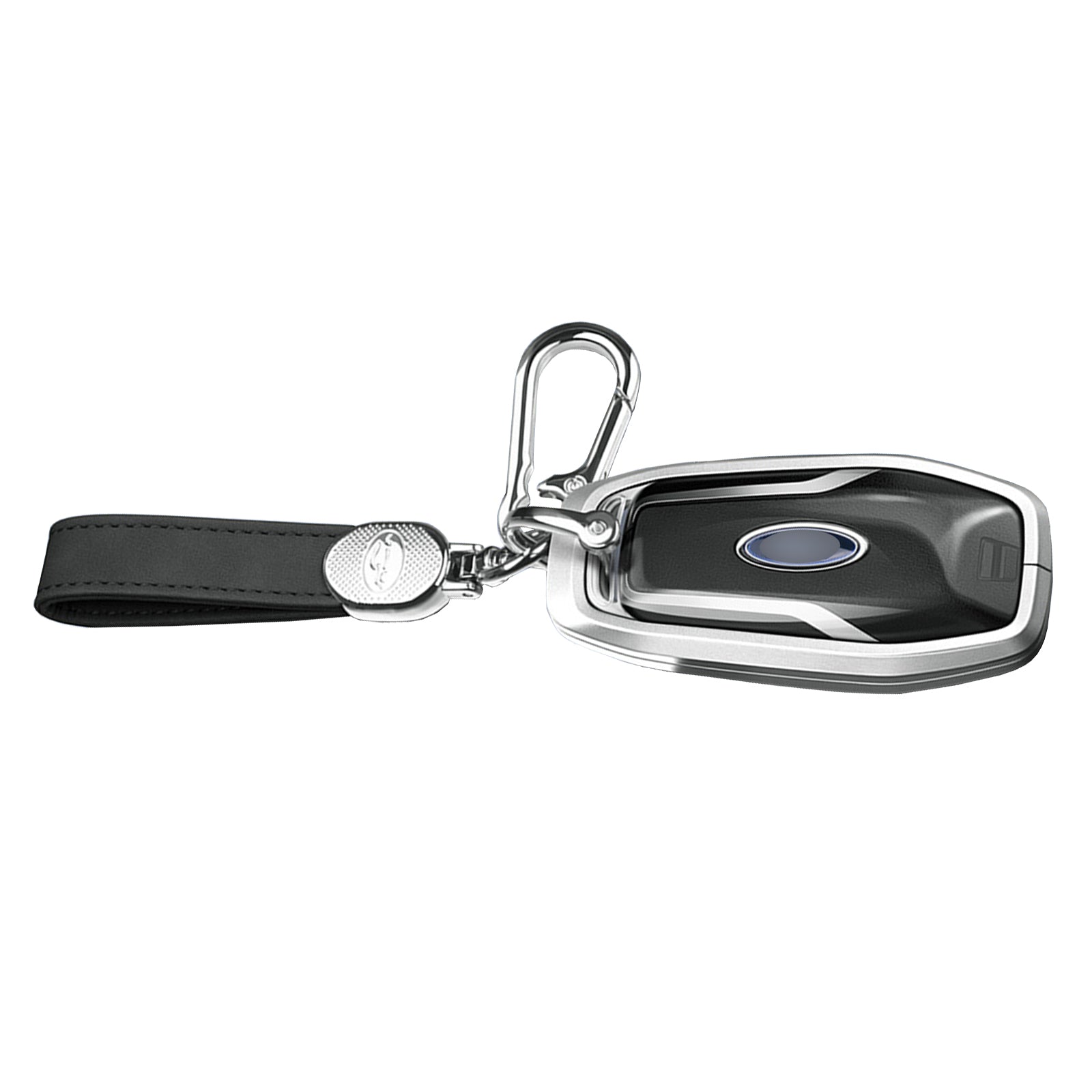 Aluminum Alloy TPU Silvery Car Key Case Cover With Buckle For Ford