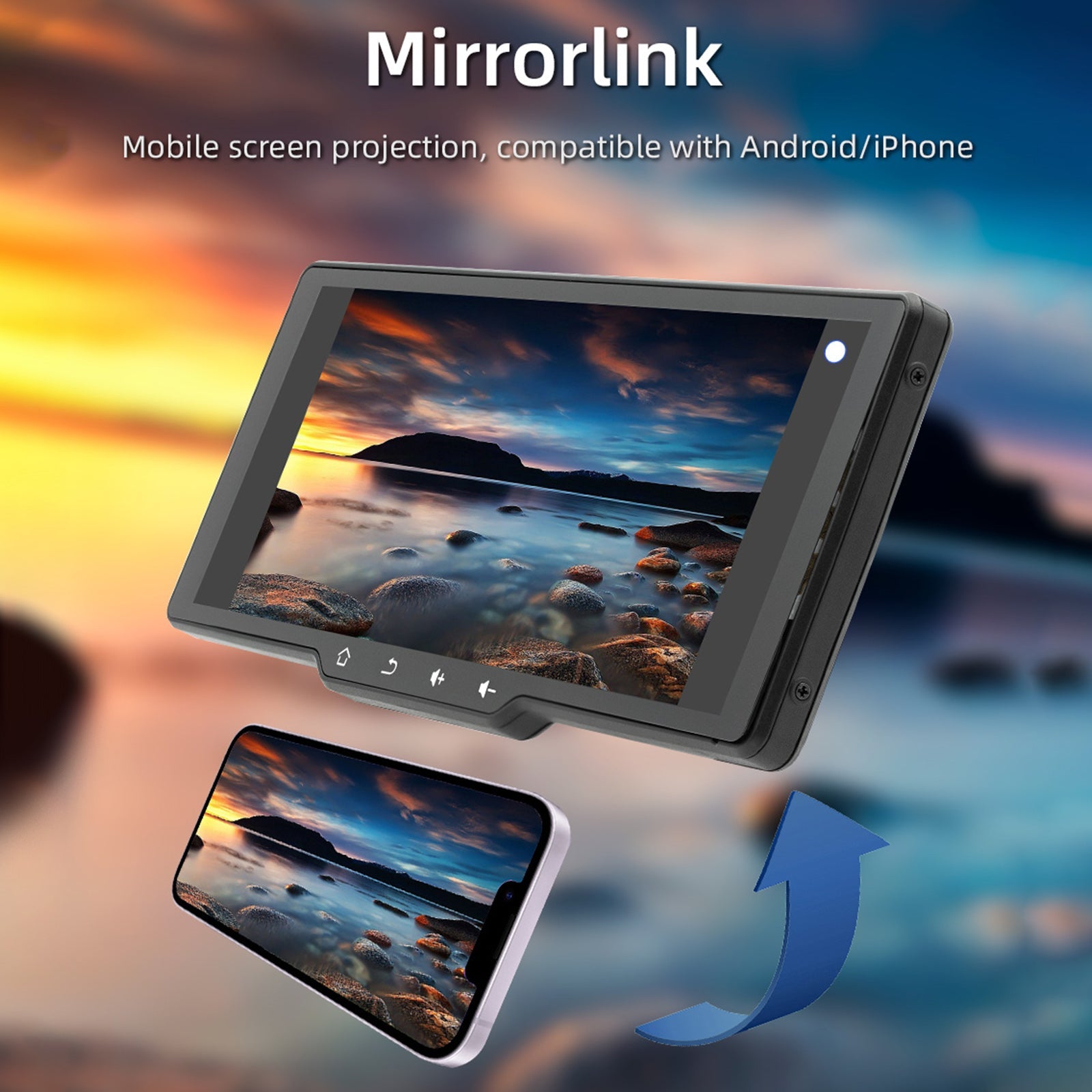10.77" Screen Portable Wireless Carplay Car Bluetooth MP5 Player + 4 LED Camera