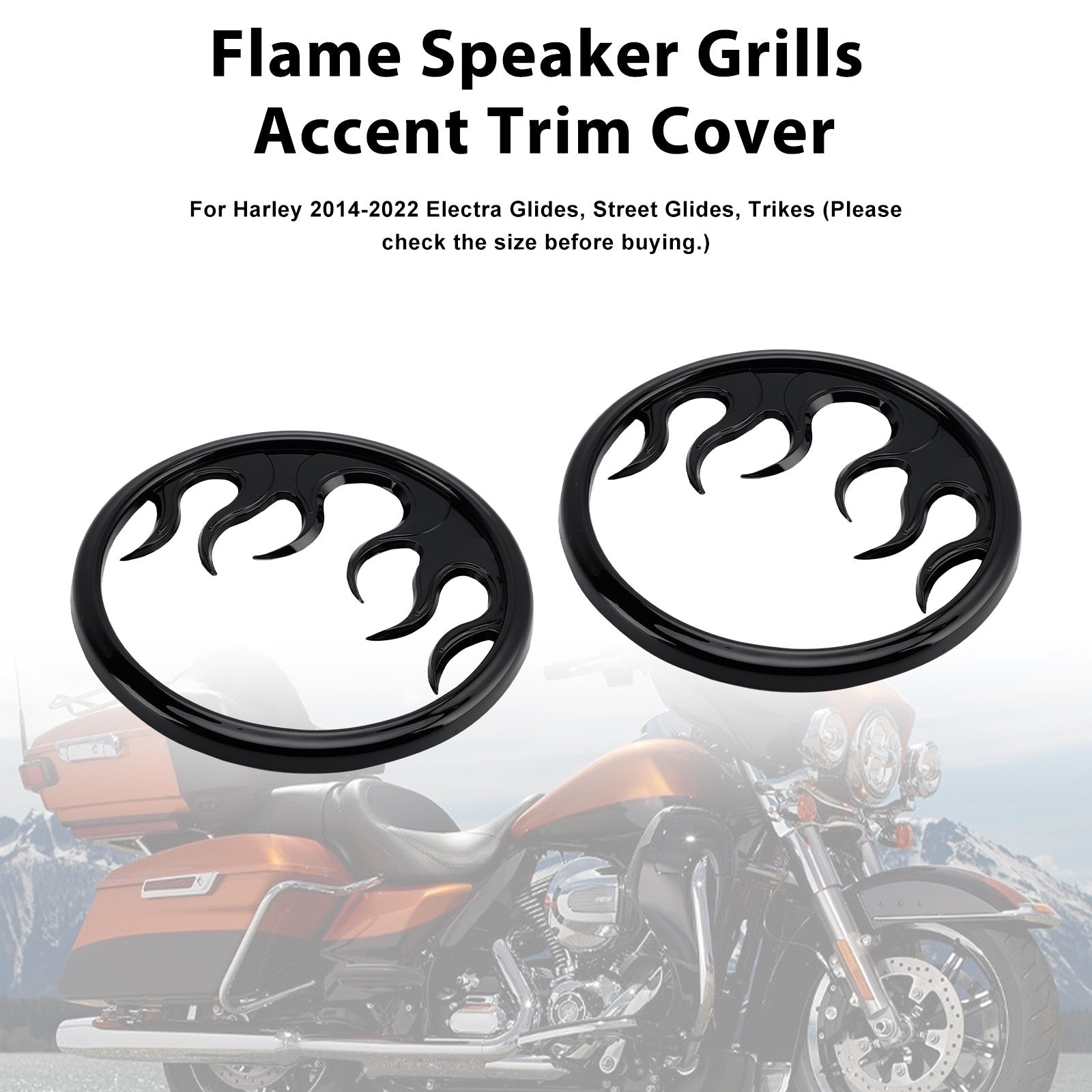 Flame Speaker Grills Accent Trim Cover For Touring Electra Glide Ultra Classic