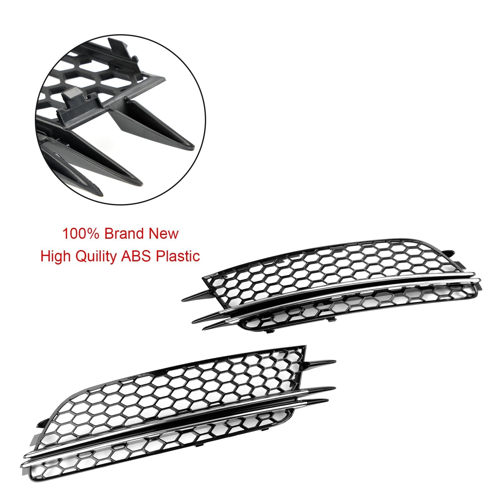 2012-2015 Audi A6 4G C7 2PCS Front Fog Light Cover Bezel Bumper Grille