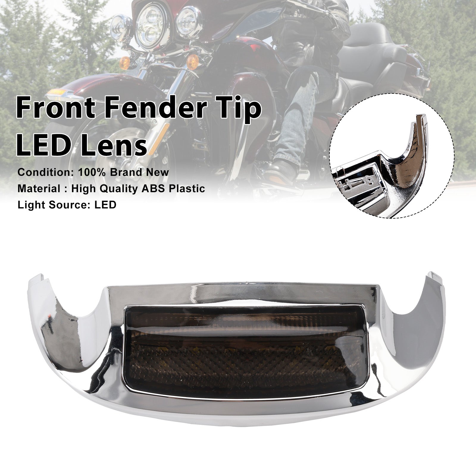 Front Fender Tip LED Lens Fit For Electra Glide Ultra Limited Low 2014-2023