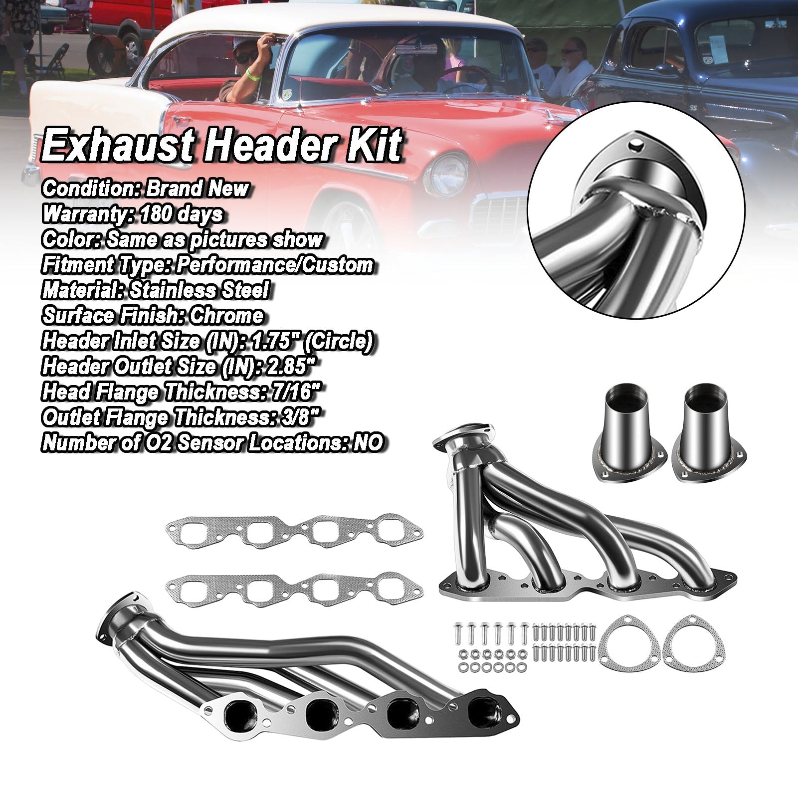 Exhaust Manifold Shorty Header Fit Chevy Bel Air 1971-1972 Fit Biscayne 6.6L